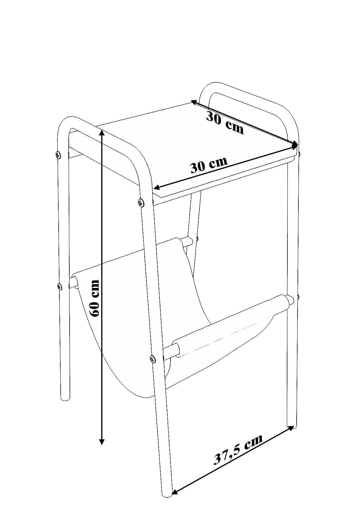 Flinder Flinder Metal Ayaklı, Çam Renginde Yan Sehpa, Komodin, Dergilik, Zigon, Koltuk Yanı