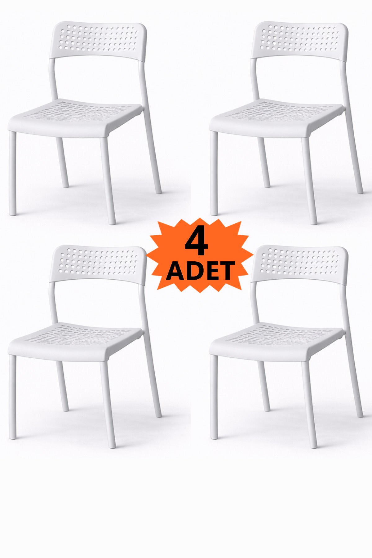 Beyaz 4 Kişilik Minderli Balkon Takımı, Balkon Masası, Balkon Sandalyesi, Yuvarlak Masa, Yemek Masası, Mutfak Masa Sandalye Takımı, 4 Sandalye 1 Masa