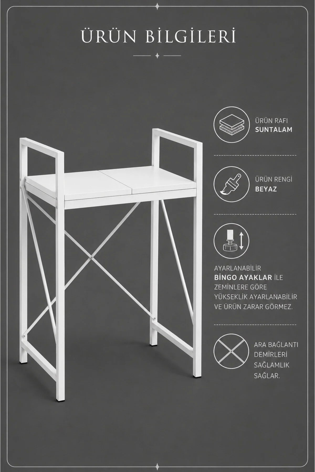 Lifos Beyaz Raflı Çamaşır Makinesi Dolabı Kurutma Makinesi Dolabı Metal Banyo Dolabı