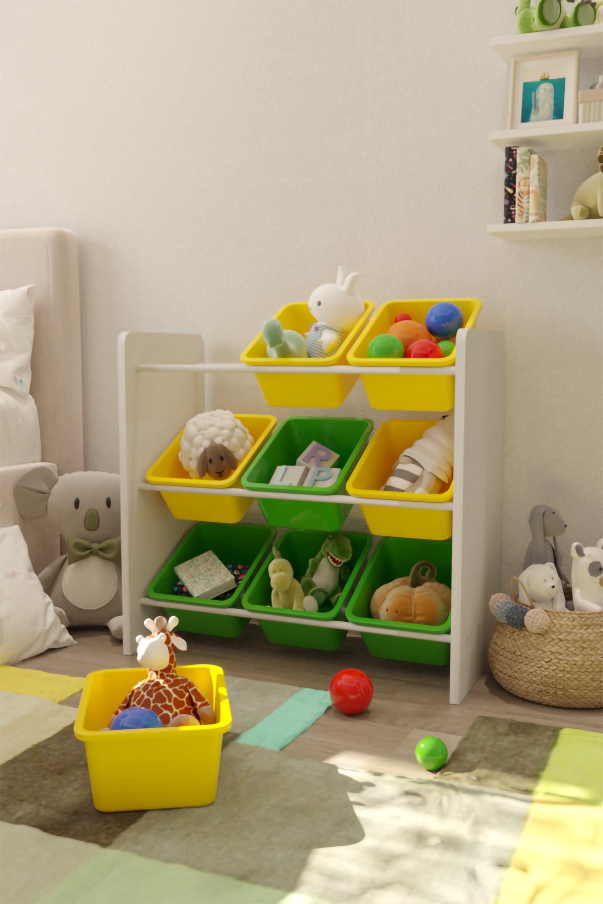 9 Sepetli Çok Amaçlı Oyuncak Dolabı Montessori Dolap
