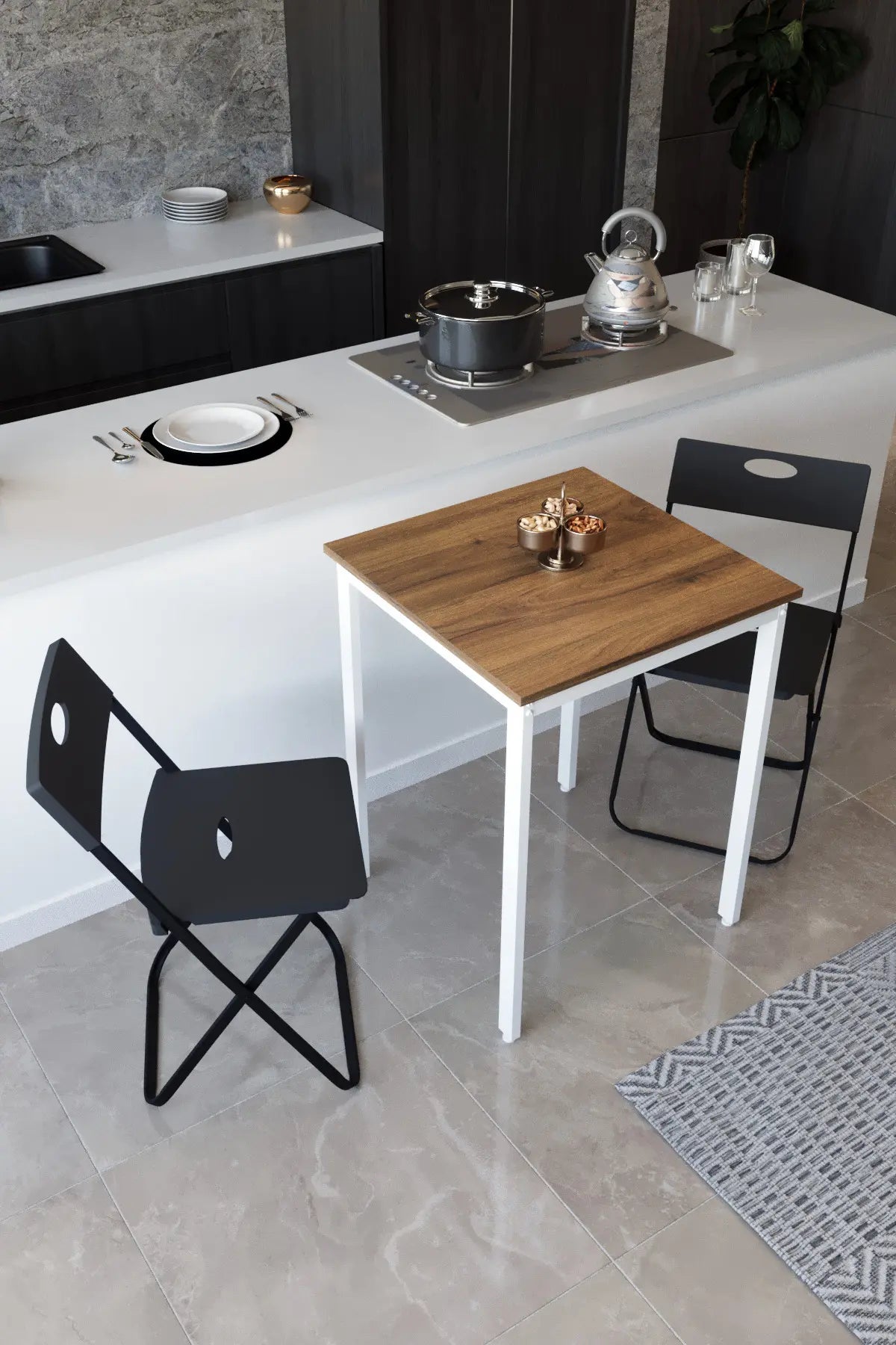 Flinder Balkon Bahçe Mutfak 3' lü Bistro Set Masa Sandalye Takımı