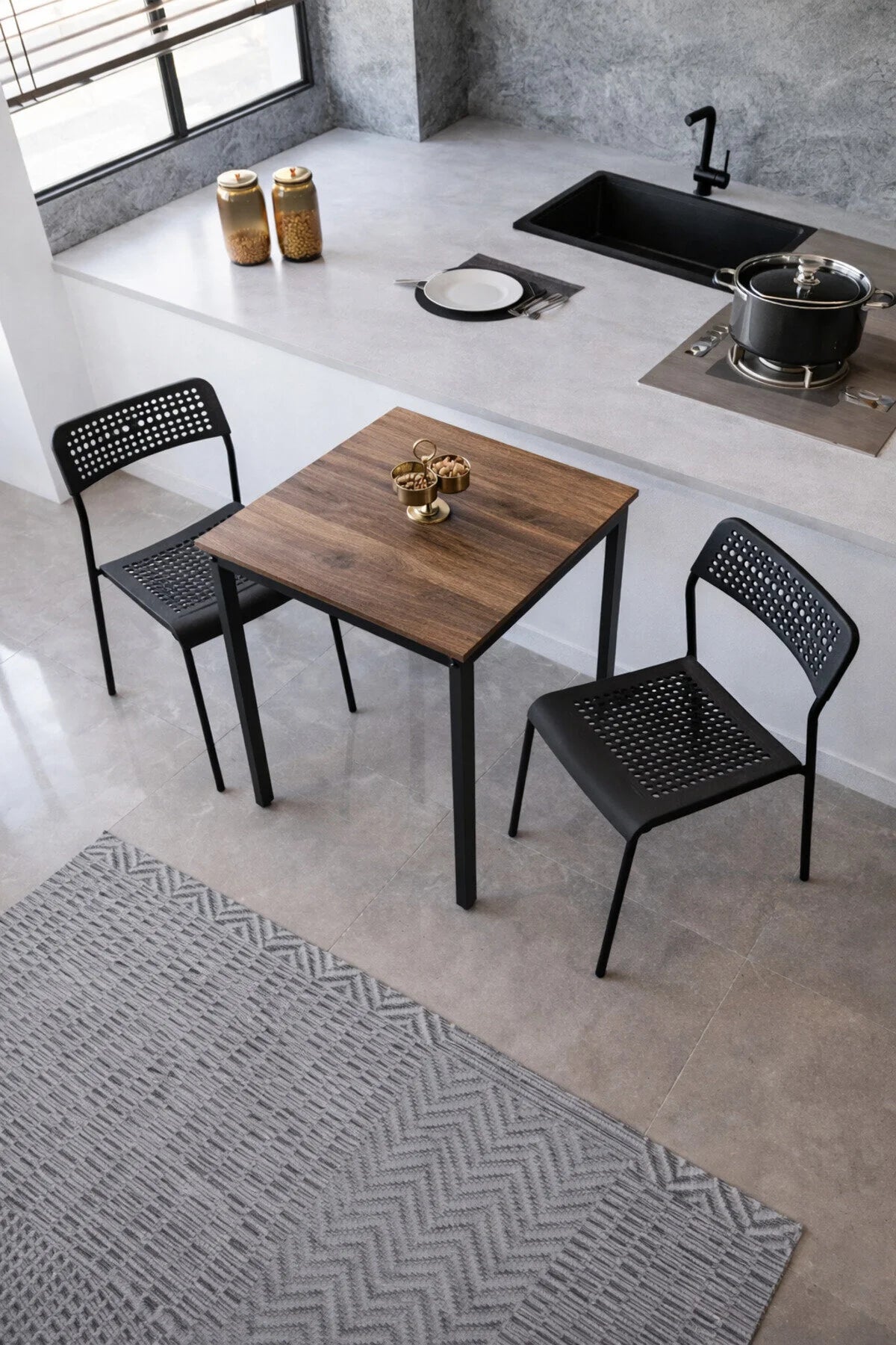 Flinder Flinder 2li Mutfak Seti Mutfak Masa ve Sandalye Seti Balkon Masası Cafe Seti
