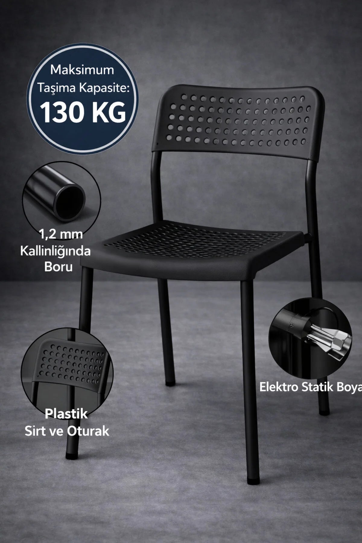 Flinder Flinder 5'li Mutfak Masa Takımı, 4 Sandalye ve 1 Masa, Yemek Odası, Bahçe Takımı, 4 Kişilik, Metal Ayaklı