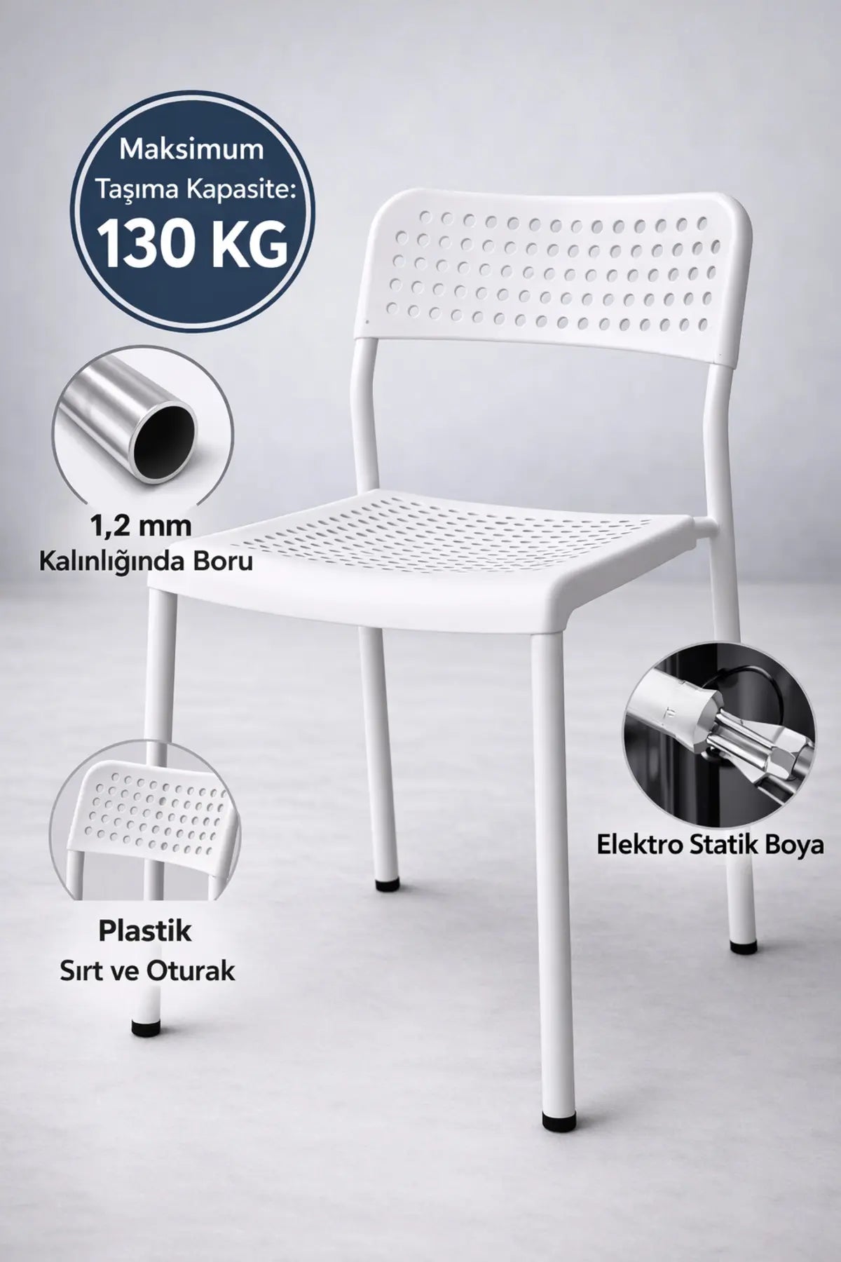 Flinder Flinder 5'li Mutfak Masa Takımı, 4 Sandalye ve 1 Masa, Yemek Odası, Bahçe Takımı, 4 Kişilik, Metal Ayaklı