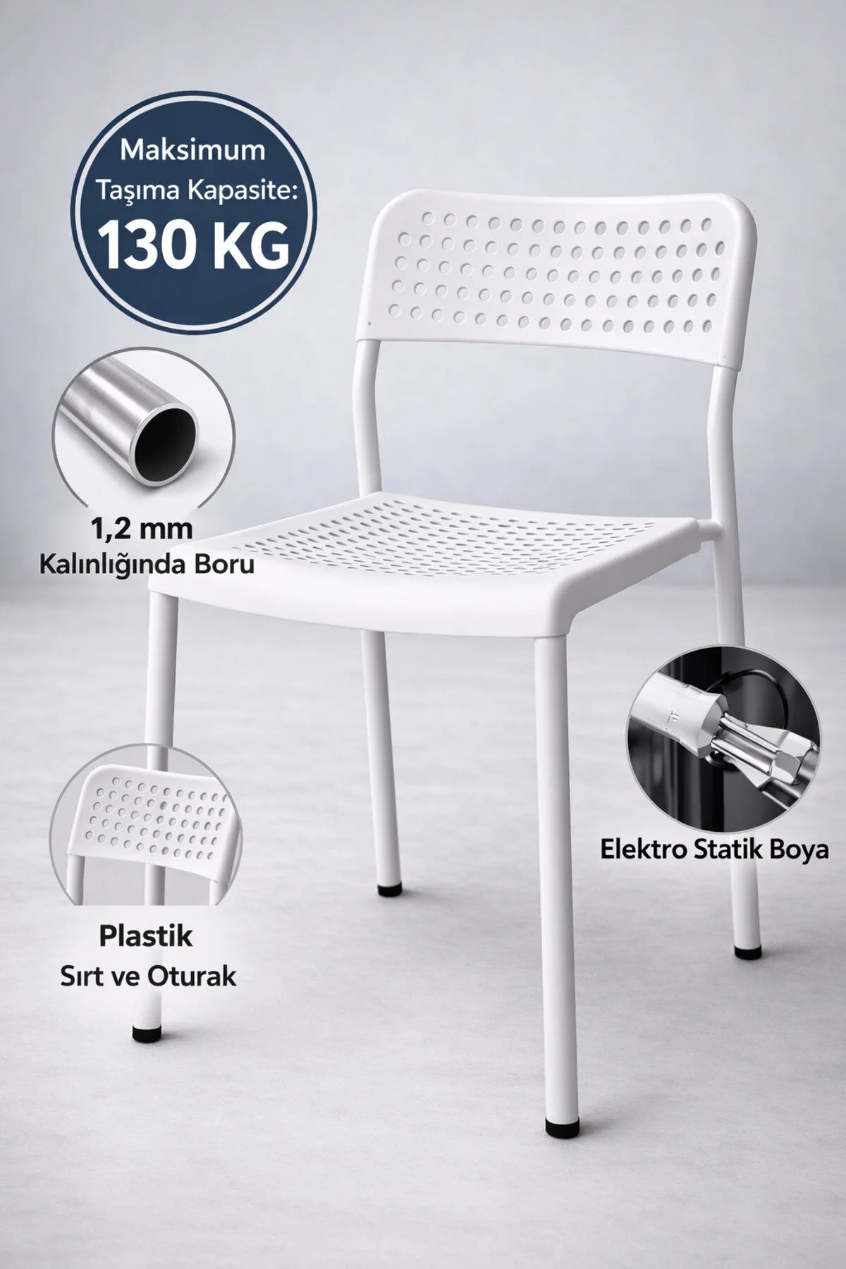 Flinder Flinder 5'li Mutfak Masa Takımı, 4 Sandalye ve 1 Masa, Yemek Odası, Bahçe Takımı, 4 Kişilik, Metal Ayaklı