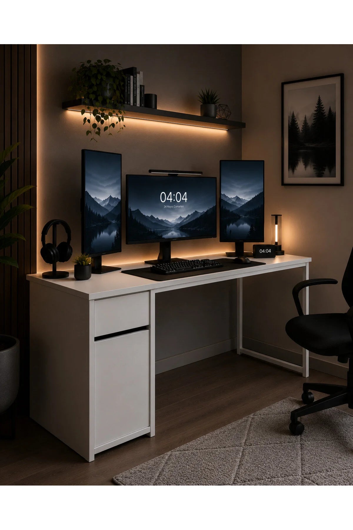 Flinder Kesonlu Çalışma Masası 160x60 cm | Beyaz Kesonlu Bilgisayar Masası & Ofis Masası