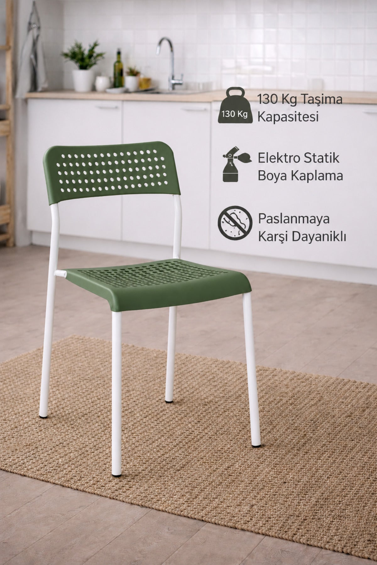5'li Mutfak Masa Takımı, 4 Sandalye ve 1 Masa, Yemek Odası, Bahçe Takımı, 4 Kişilik, Metal Ayaklı