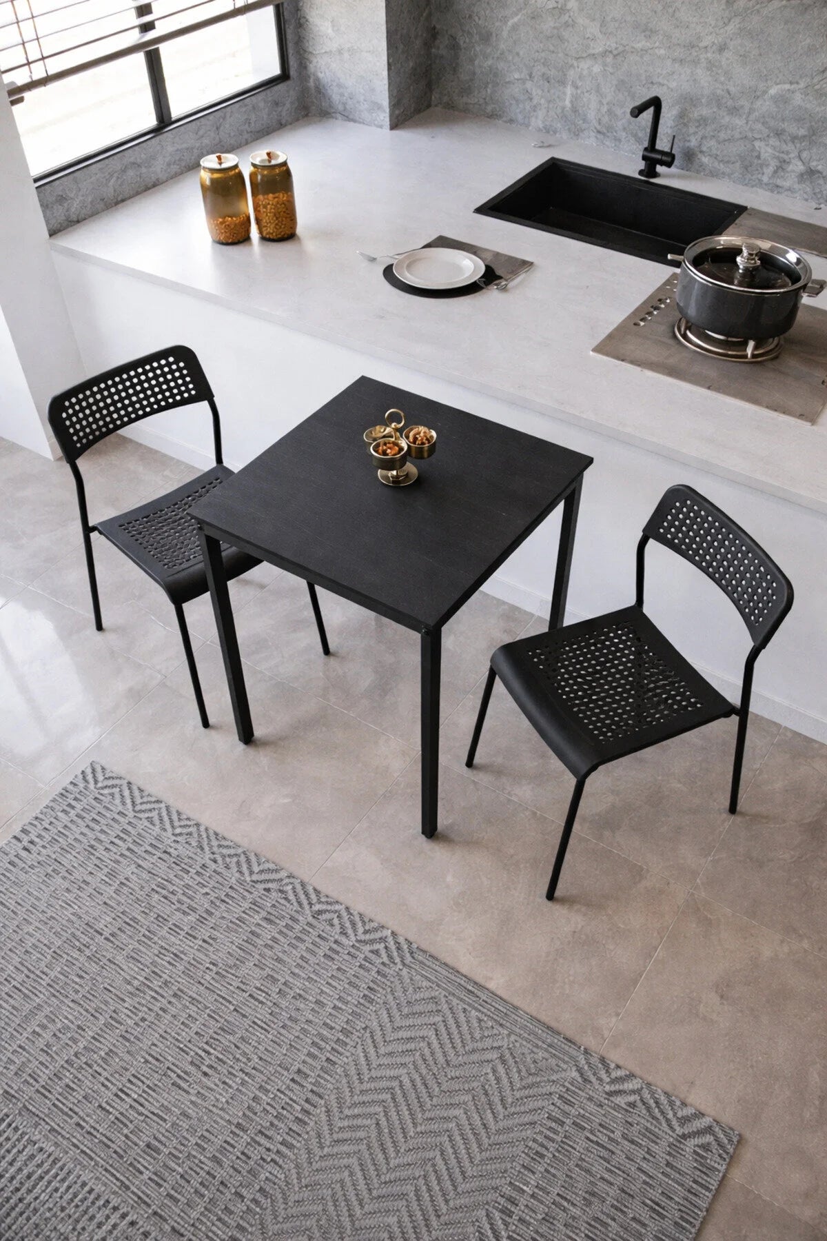 Flinder Flinder 2li Mutfak Seti Mutfak Masa ve Sandalye Seti Balkon Masası Cafe Seti