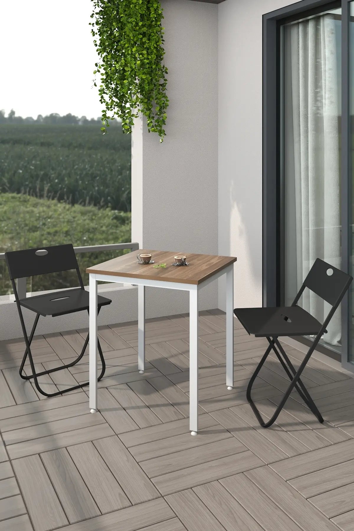 Flinder Balkon Bahçe Mutfak 3' lü Bistro Set Masa Sandalye Takımı