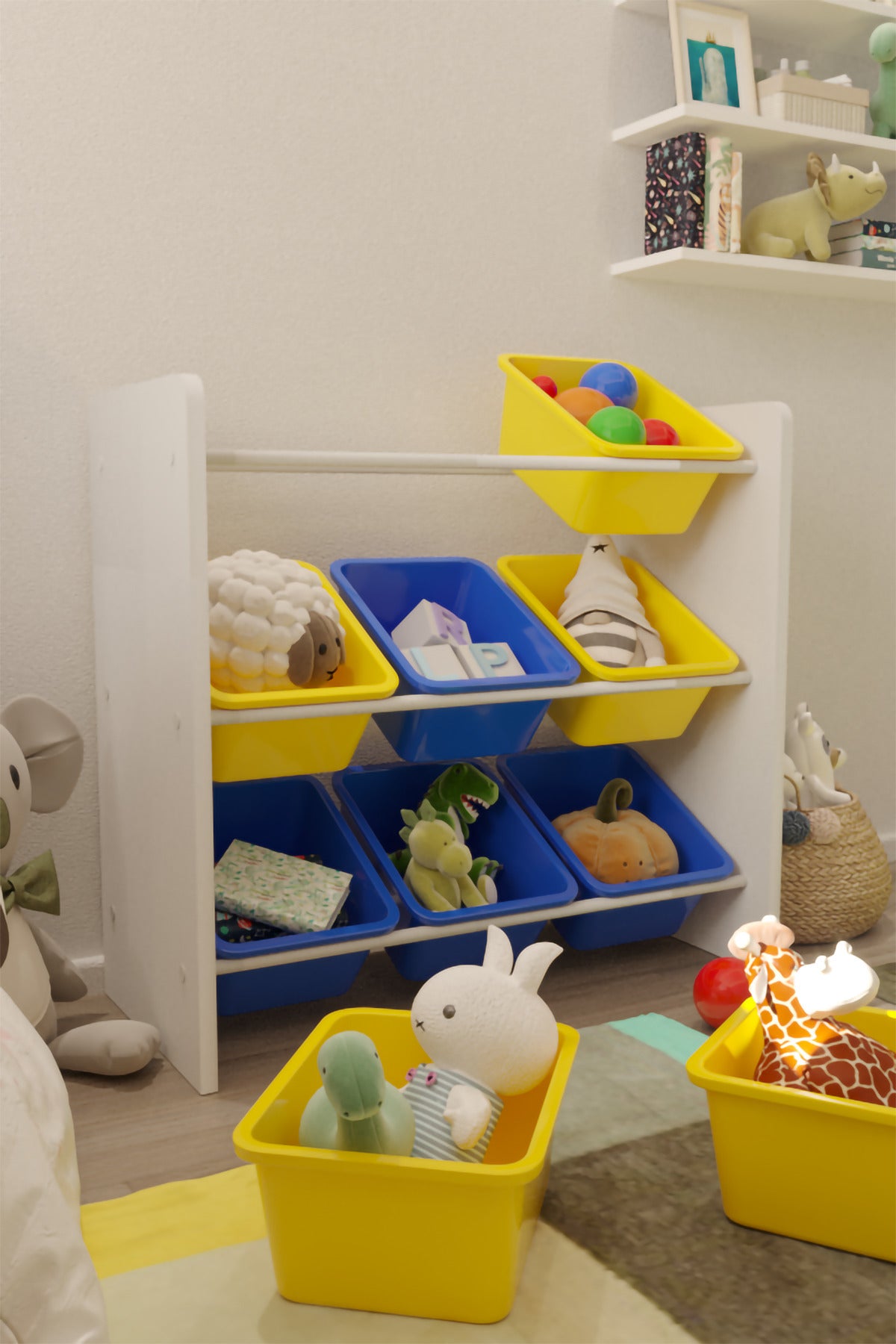 9 Sepetli Çok Amaçlı Oyuncak Dolabı Montessori Dolap
