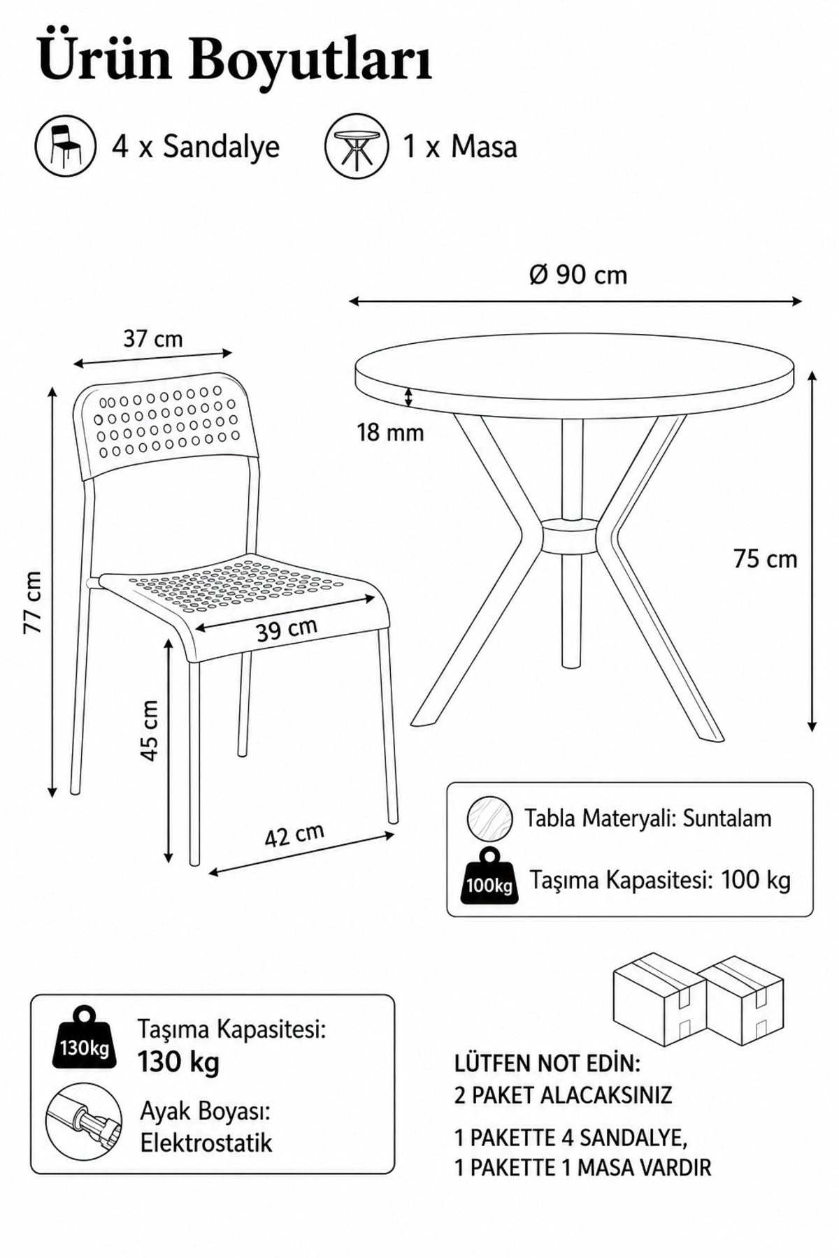 Çam 4 Kişilik Minderli Bahçe Balkon Takımı, Bahçe Takımı, Bahçe Mobilyası, Yuvarlak Masa, Yemek Masası, Mutfak Masa Sandalye Takımı, 4 Sandalye 1 Masa