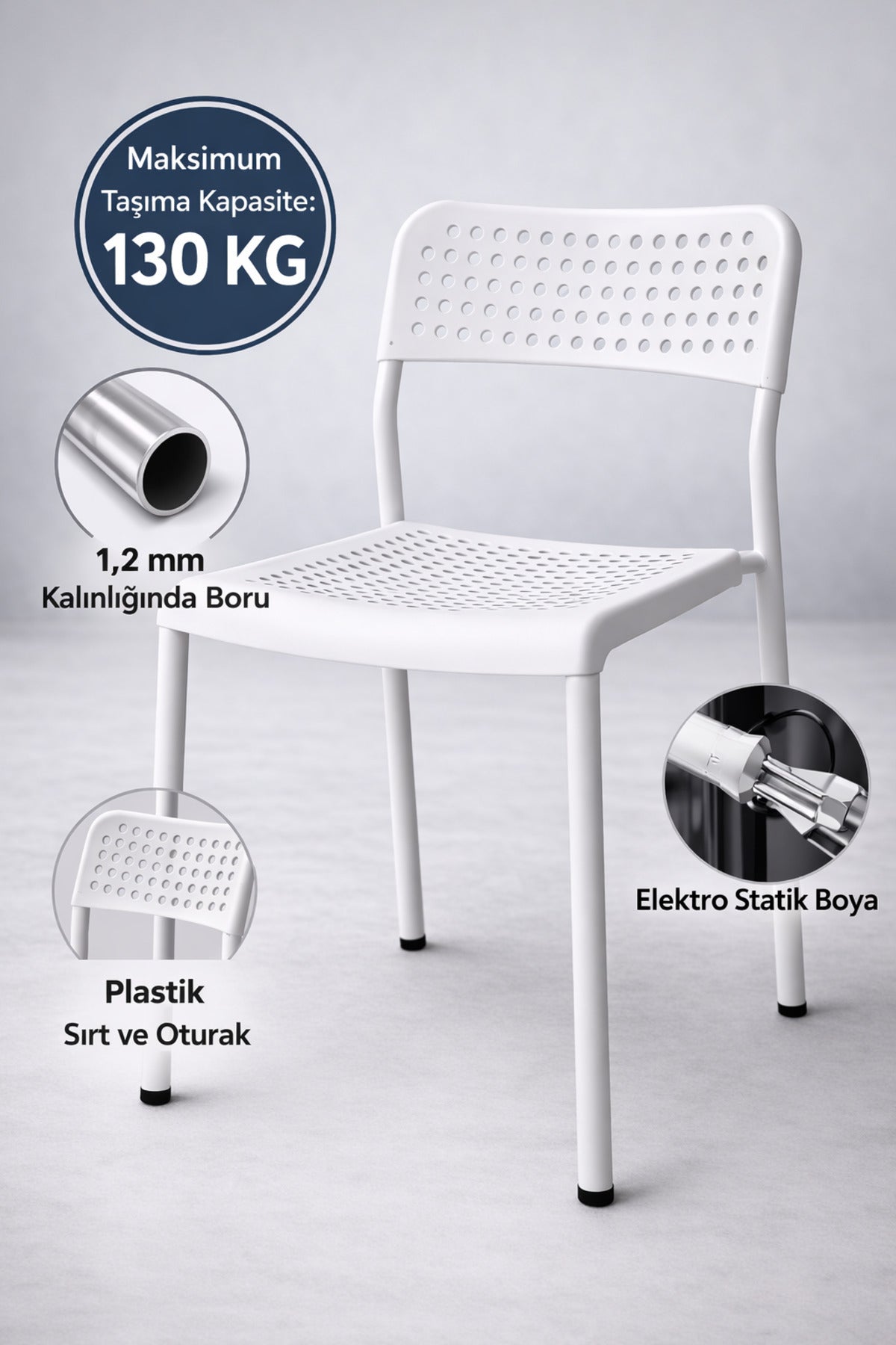 5'li Mutfak Masa Takımı, 4 Sandalye ve 1 Masa, Yemek Odası, Bahçe Takımı, 4 Kişilik, Metal Ayaklı
