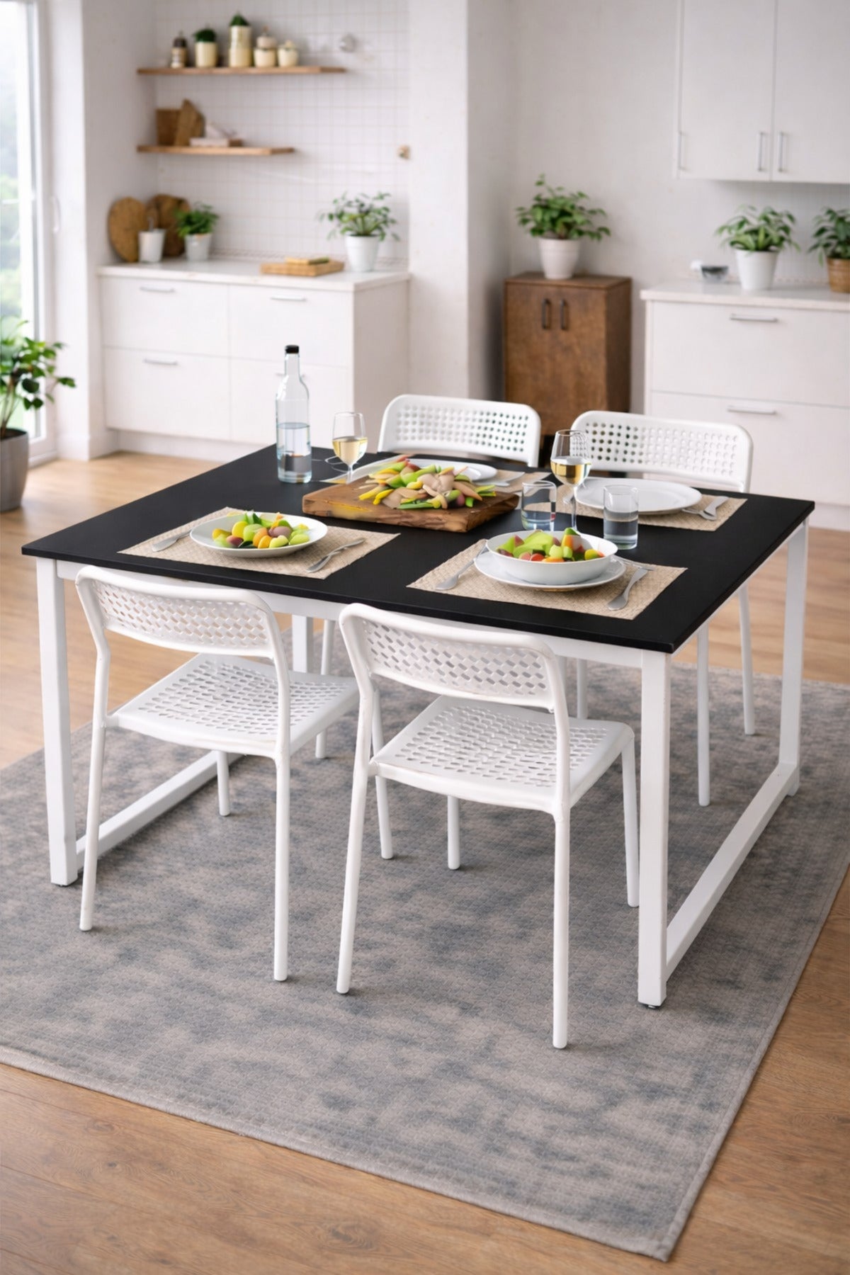 5'li Mutfak Masa Takımı, 4 Sandalye ve 1 Masa, Yemek Odası, Bahçe Takımı, 4 Kişilik, Metal Ayaklı