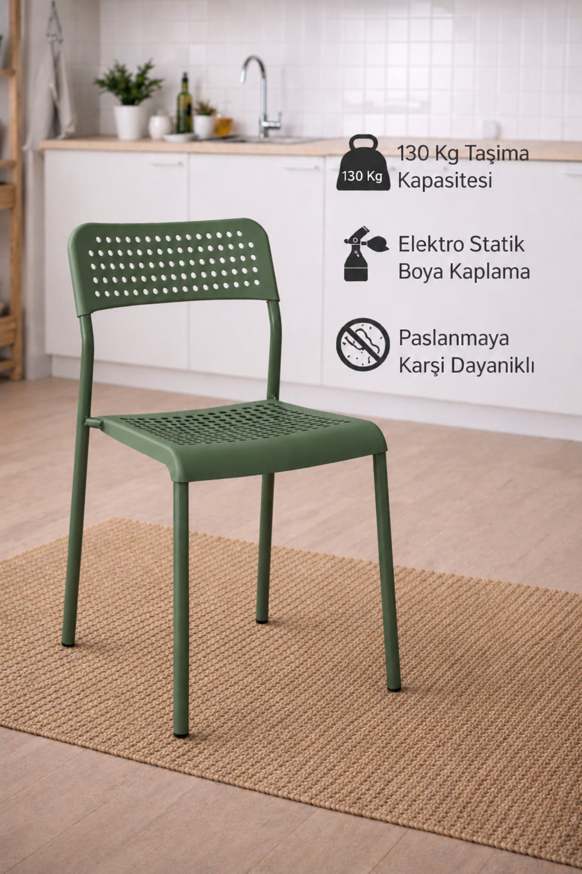 5'li Mutfak Masa Takımı, 4 Sandalye ve 1 Masa, Yemek Odası, Bahçe Takımı, 4 Kişilik, Metal Ayaklı