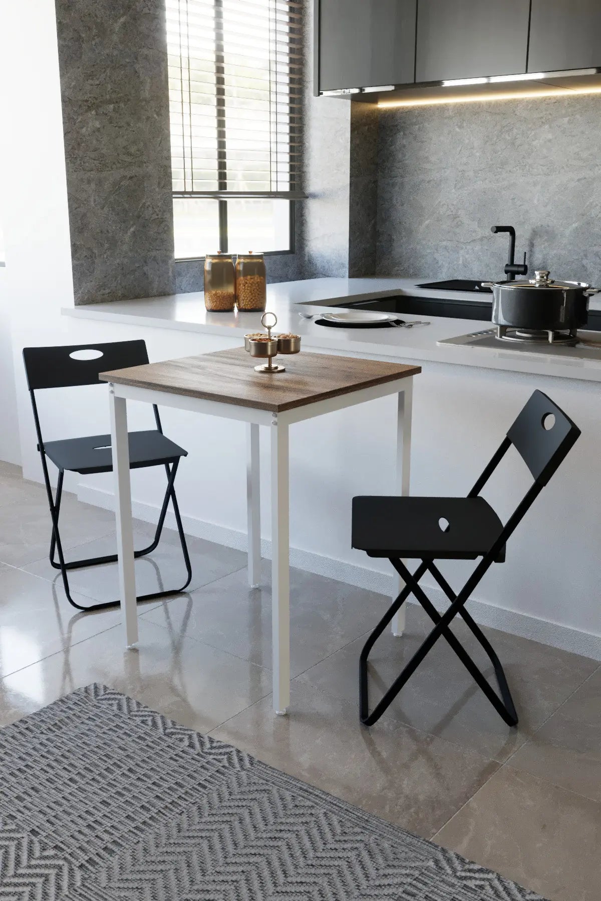 Flinder Balkon Bahçe Mutfak 3' lü Bistro Set Masa Sandalye Takımı