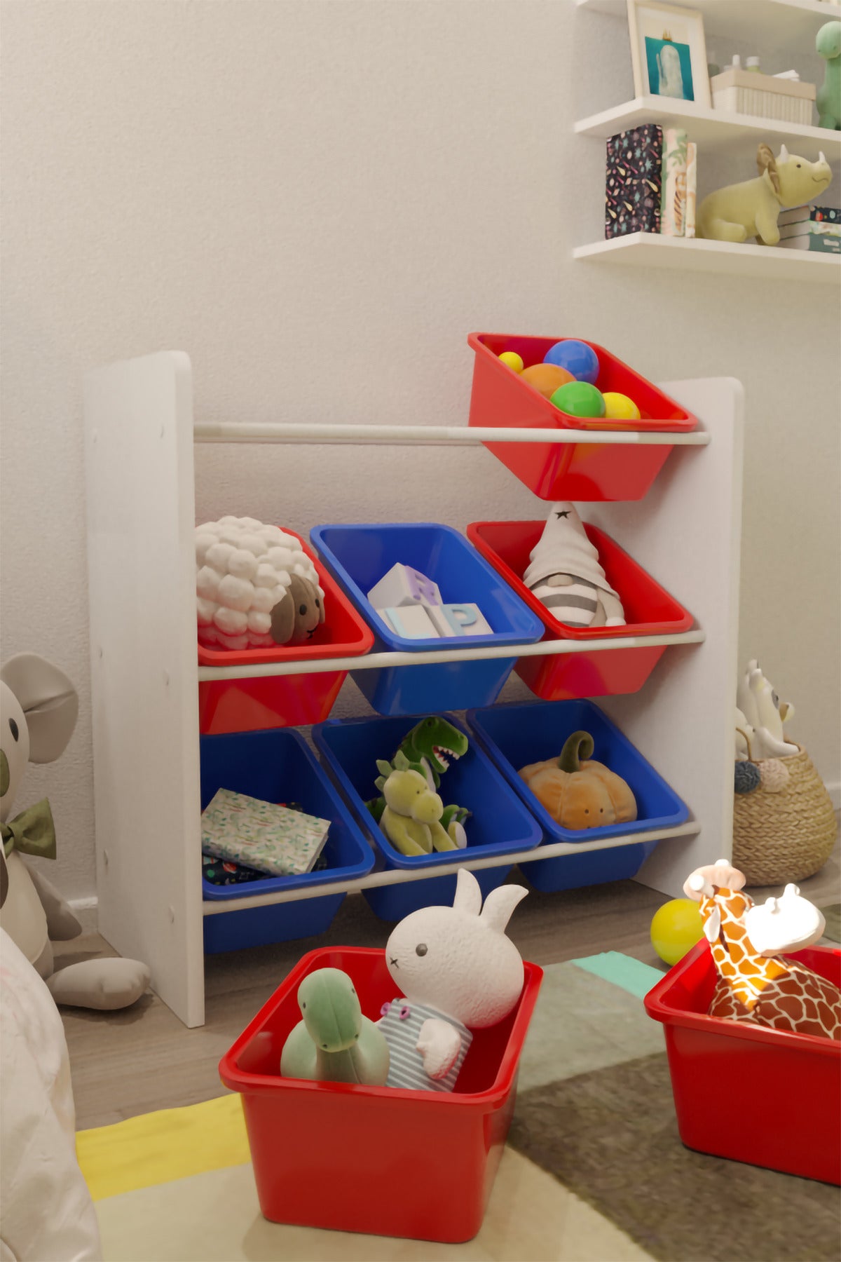 9 Sepetli Çok Amaçlı Oyuncak Dolabı Montessori Dolap