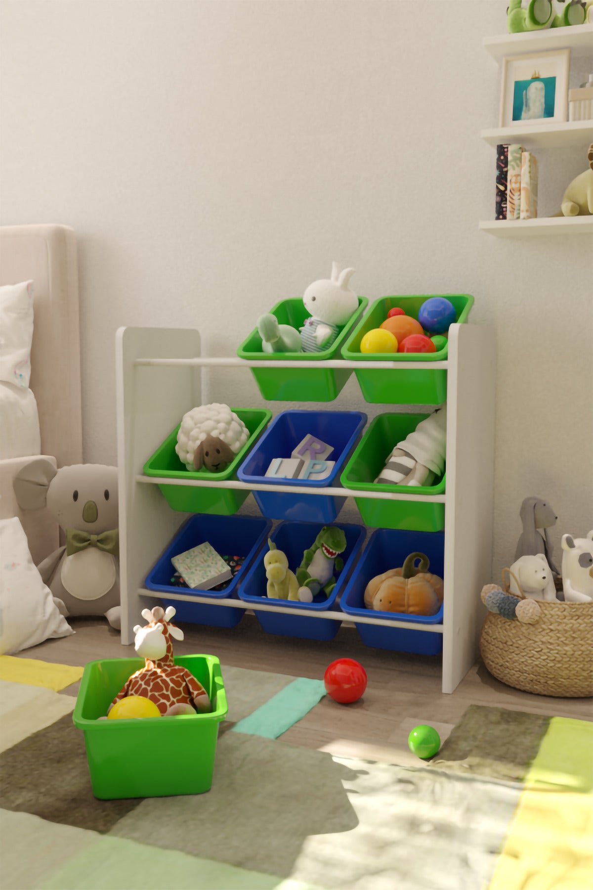 9 Sepetli Çok Amaçlı Oyuncak Dolabı Montessori Dolap