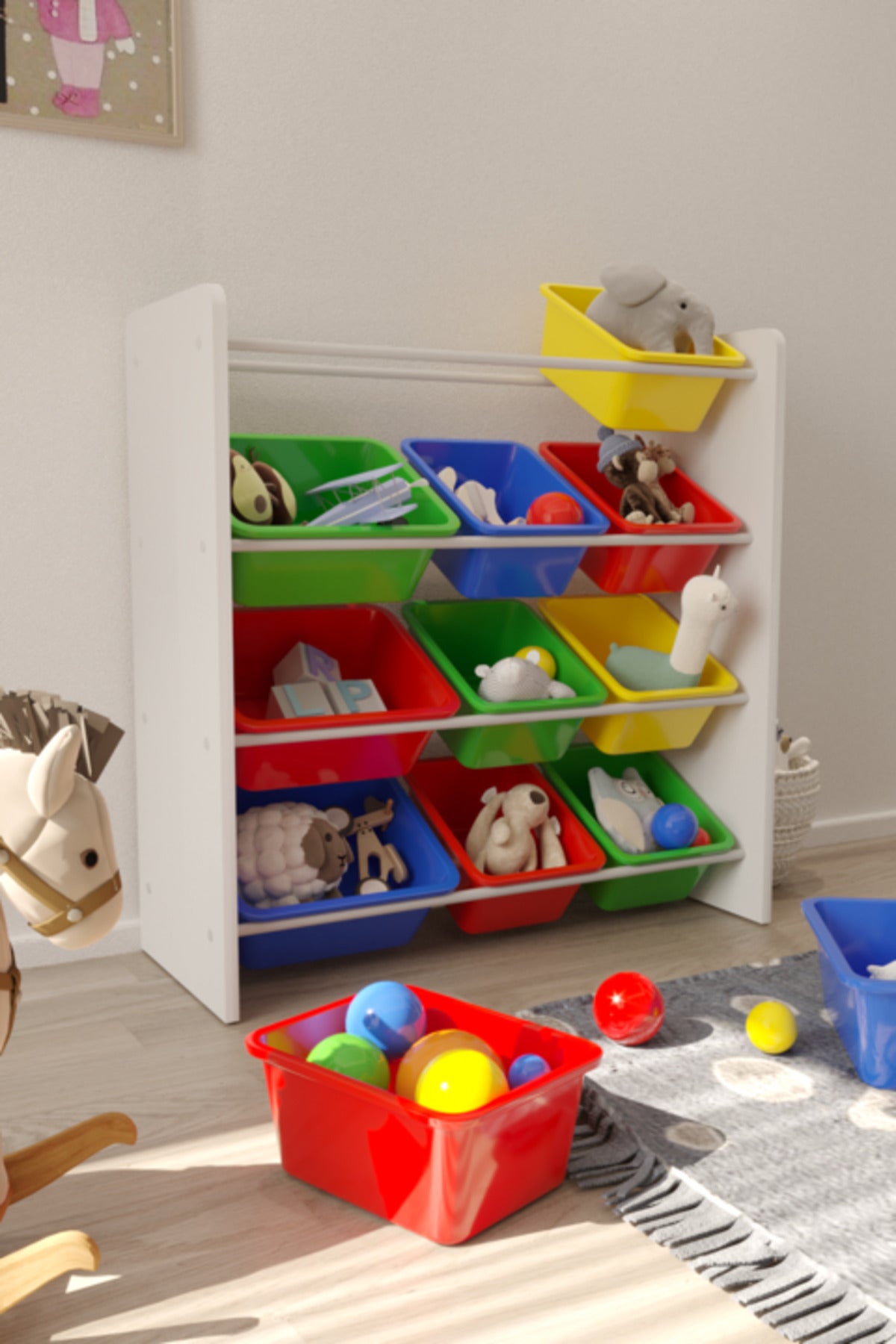 12 Sepetli Çok Amaçlı Oyuncak Dolabı Montessori Dolap
