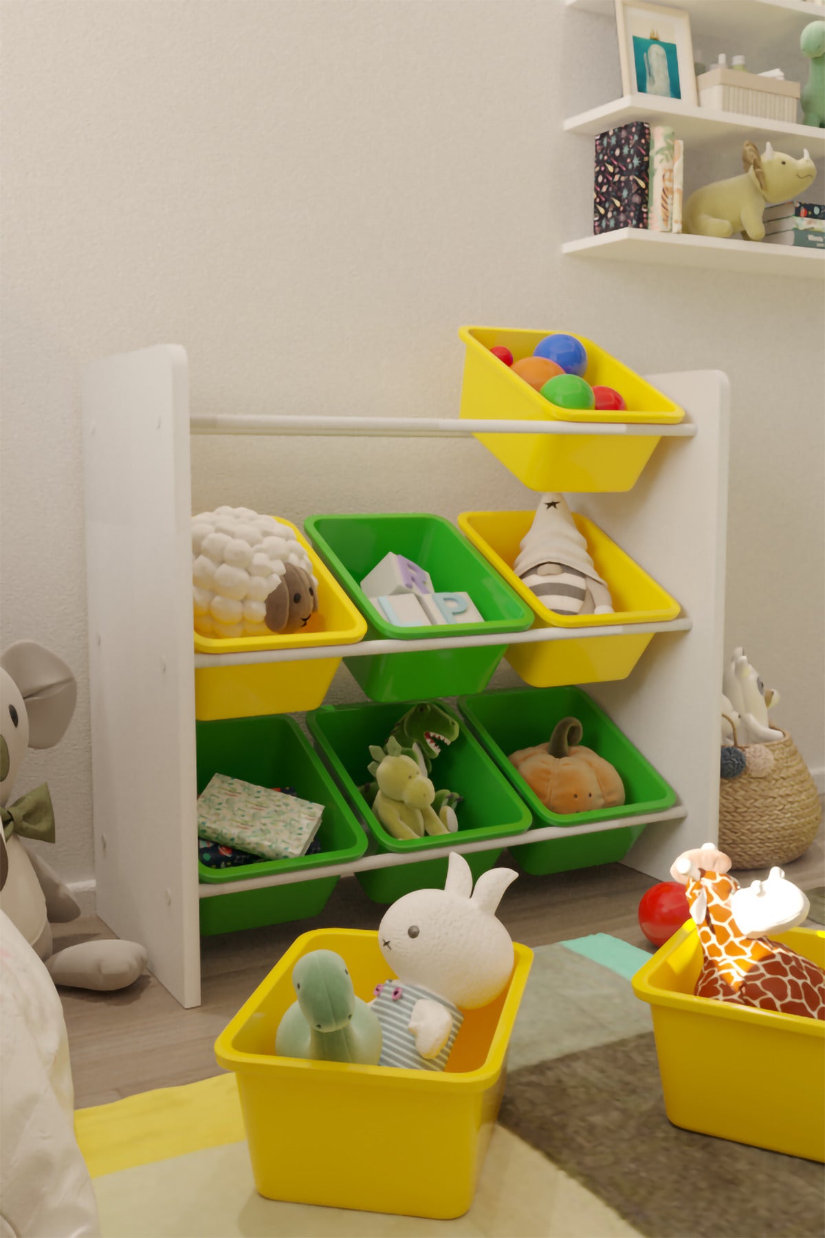 9 Sepetli Çok Amaçlı Oyuncak Dolabı Montessori Dolap