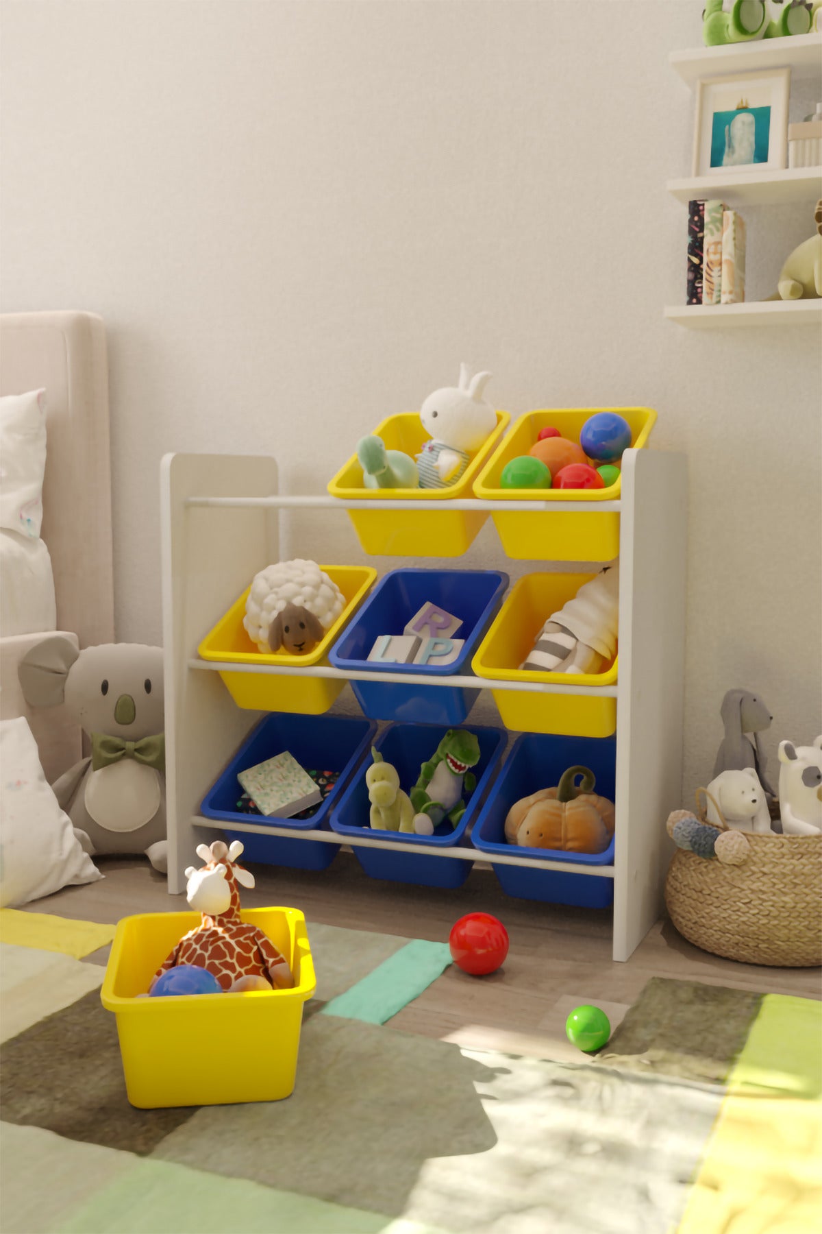 9 Sepetli Çok Amaçlı Oyuncak Dolabı Montessori Dolap