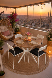 Çam 4 Kişilik Minderli Balkon Takımı, Balkon Masası, Balkon Sandalyesi, Yuvarlak Masa, Yemek Masası, Mutfak Masa Sandalye Takımı, 4 Sandalye 1 Masa
