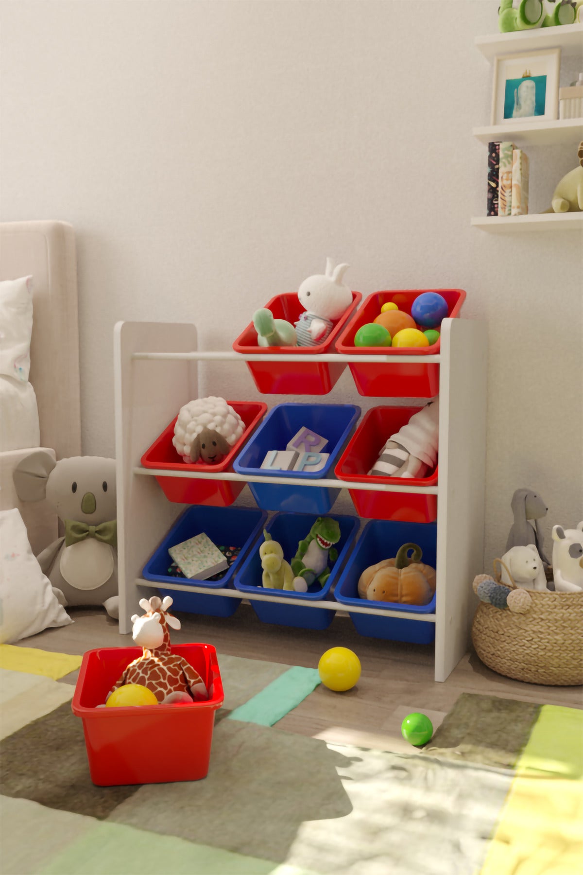 9 Sepetli Çok Amaçlı Oyuncak Dolabı Montessori Dolap