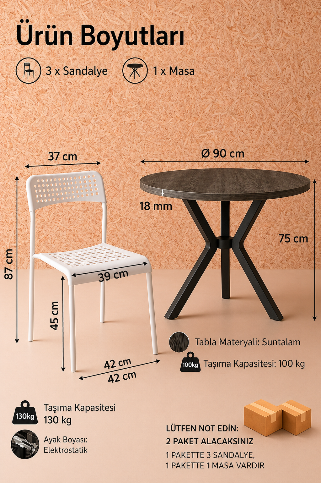Siyah 3 Kişilik Mutfak Masası Takımı Yuvarlak Masa Yemek Masası Mutfak Masa Sandalye Takımı 3 Sandalye 1 Masa