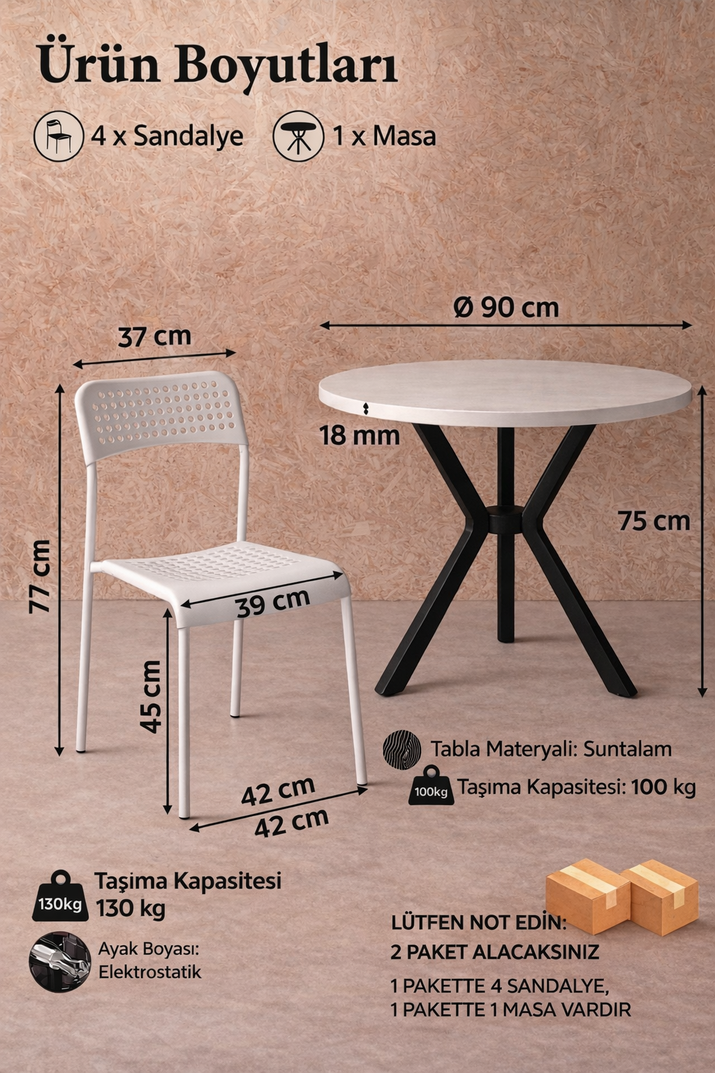 Beyaz 4 Kişilik Mutfak Masası Takımı Yuvarlak Masa Yemek Masası Mutfak Masa Sandalye Takımı 4 Sandalye 1 Masa