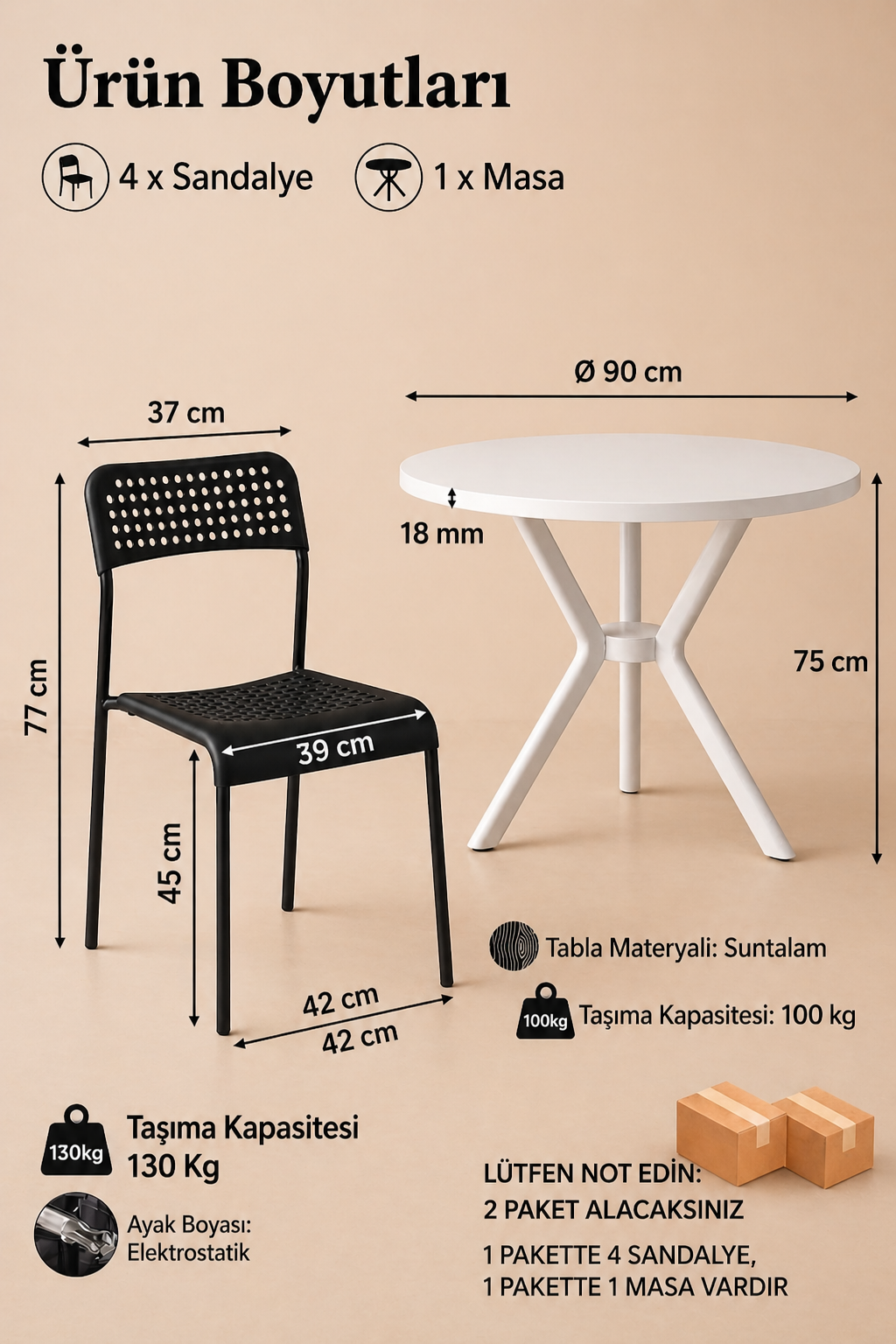 Siyah 4 Kişilik Mutfak Masası Takımı Yuvarlak Masa Yemek Masası Mutfak Masa Sandalye Takımı 4 Sandalye 1 Masa