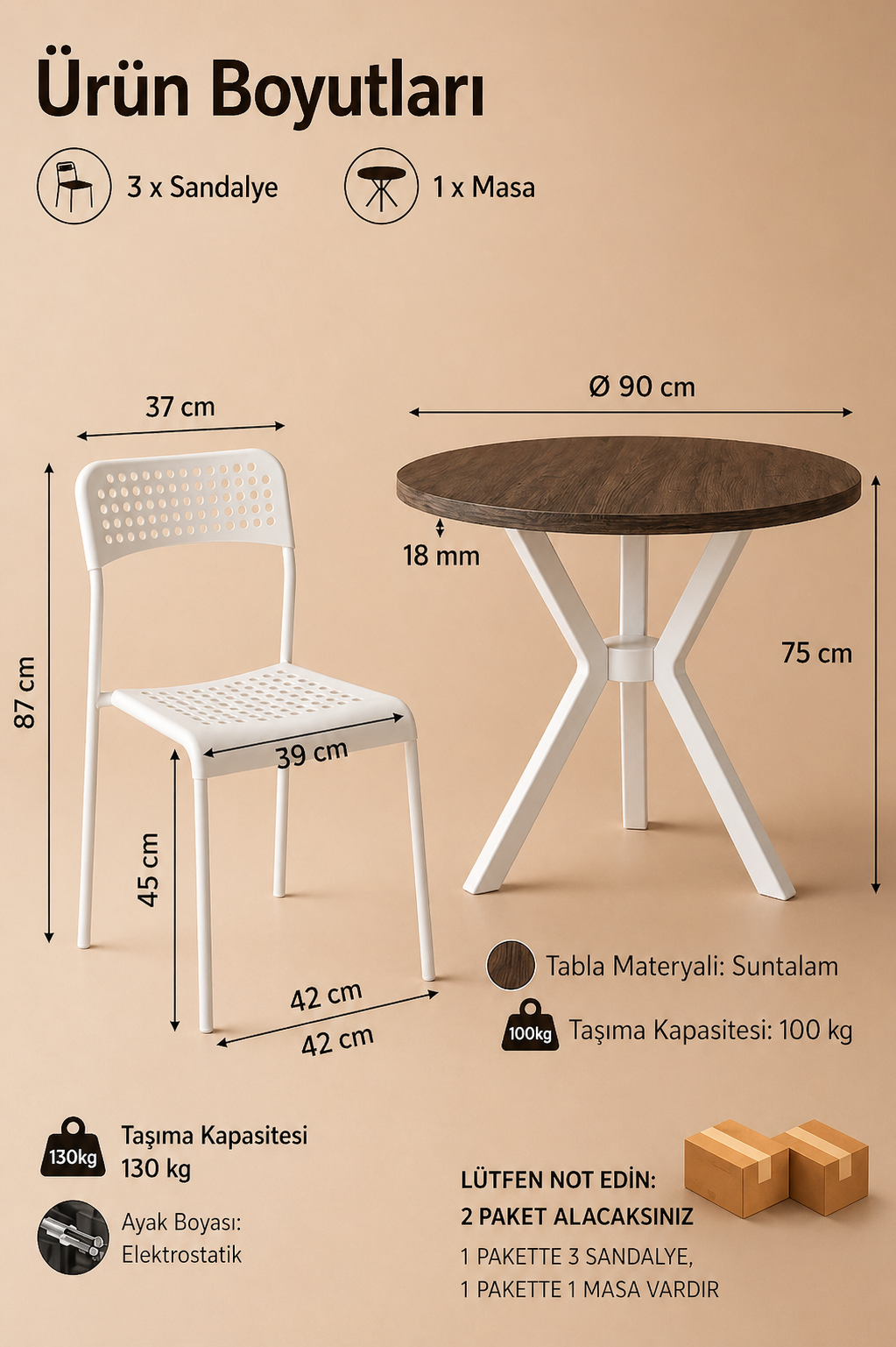 Siyah 3 Kişilik Mutfak Masası Takımı Yuvarlak Masa Yemek Masası Mutfak Masa Sandalye Takımı 3 Sandalye 1 Masa