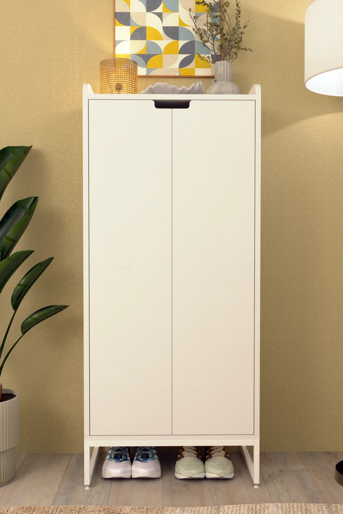 Beyaz Ayakkabılık 60x35x137 | Çok Raflı Ayakkabı Dolabı & Kapı Önü Ayakkabılık