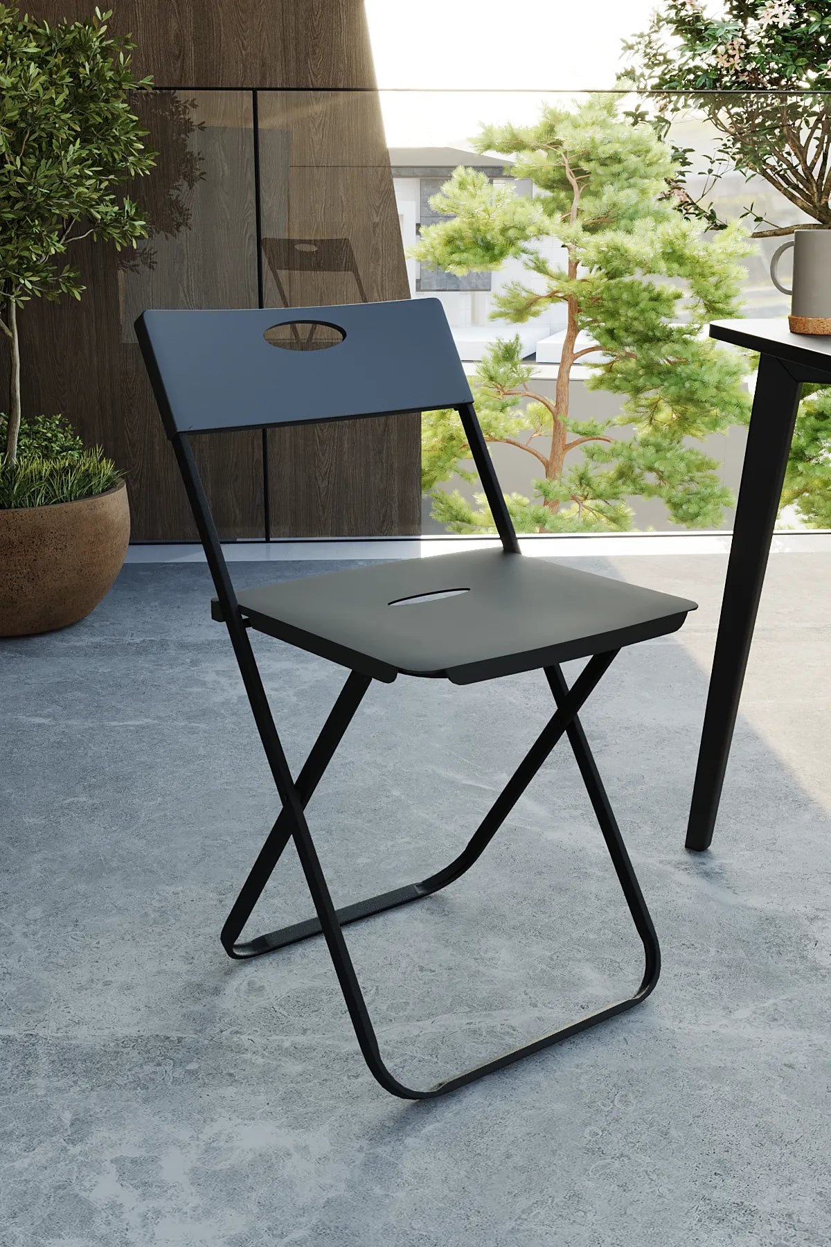 Katlanır Sandalye | Siyah Bahçe - Balkon Metal & Plastik Katlanabilir Sandalye