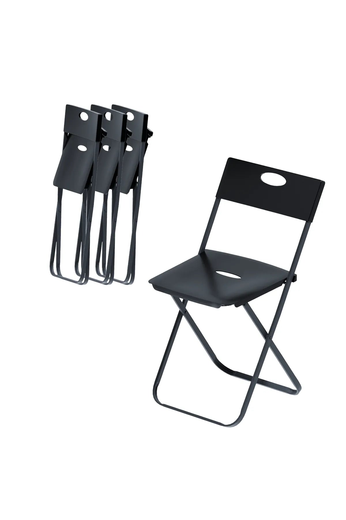 Katlanır Sandalye | Siyah Bahçe - Balkon Metal & Plastik Katlanabilir Sandalye