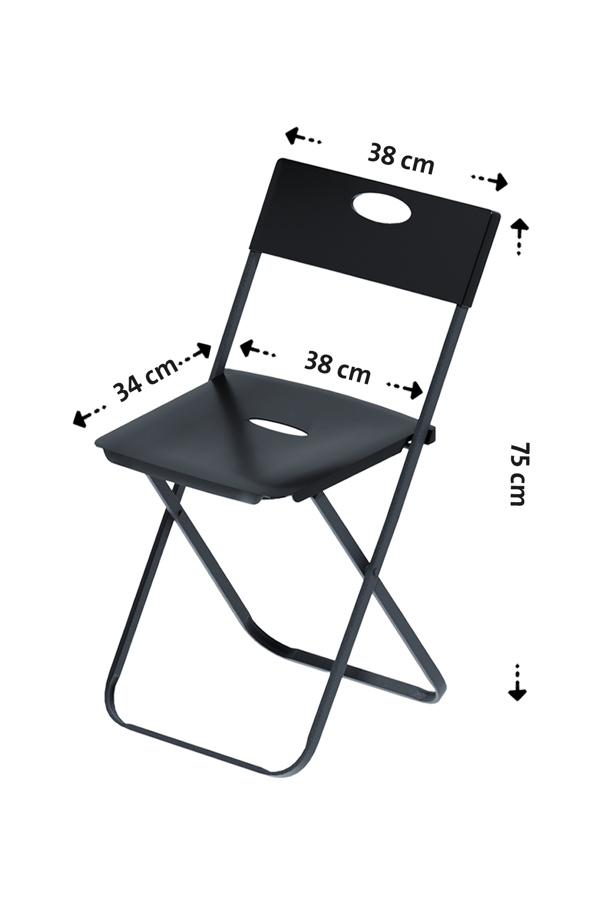 Flinder Katlanır Sandalye | Siyah Bahçe - Balkon Metal & Plastik Katlanabilir Sandalye