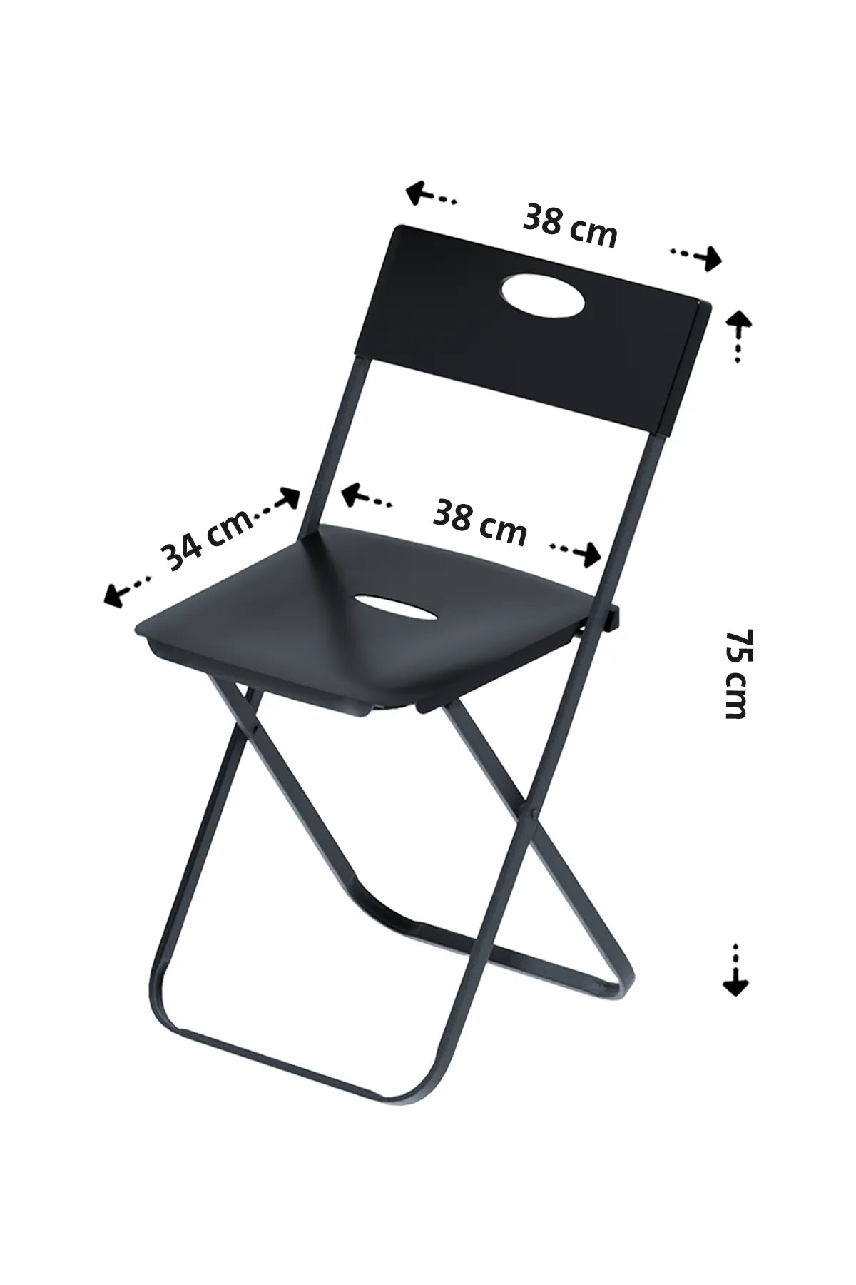 Katlanır Sandalye | Siyah Bahçe - Balkon Metal & Plastik Katlanabilir Sandalye