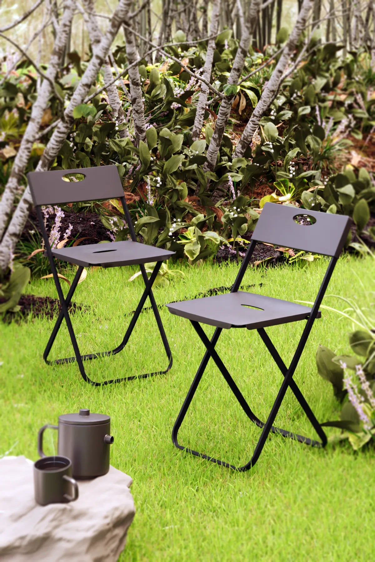Katlanır Sandalye | Siyah Bahçe - Balkon Metal & Plastik Katlanabilir Sandalye
