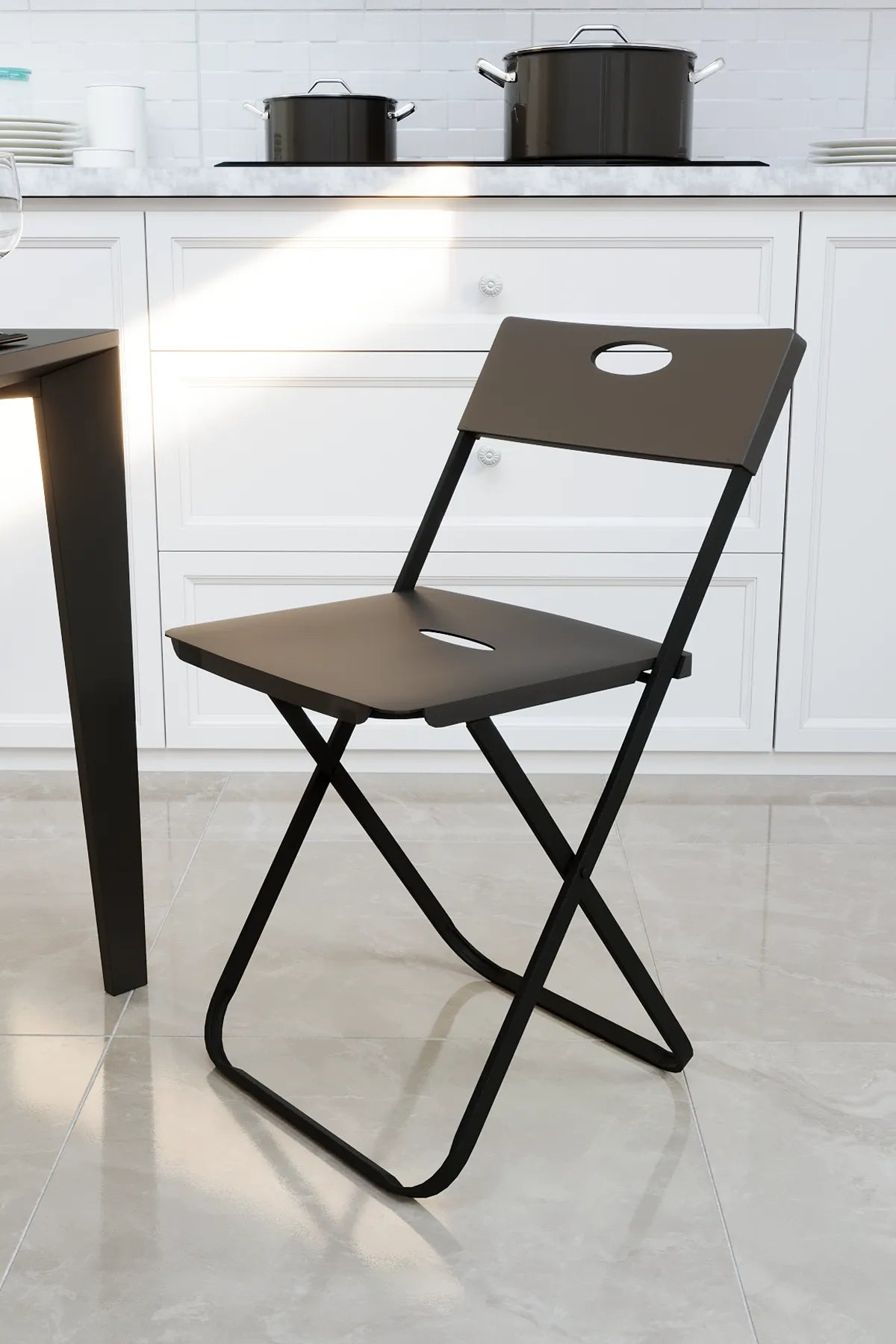 Katlanır Sandalye | Siyah Bahçe - Balkon Metal & Plastik Katlanabilir Sandalye