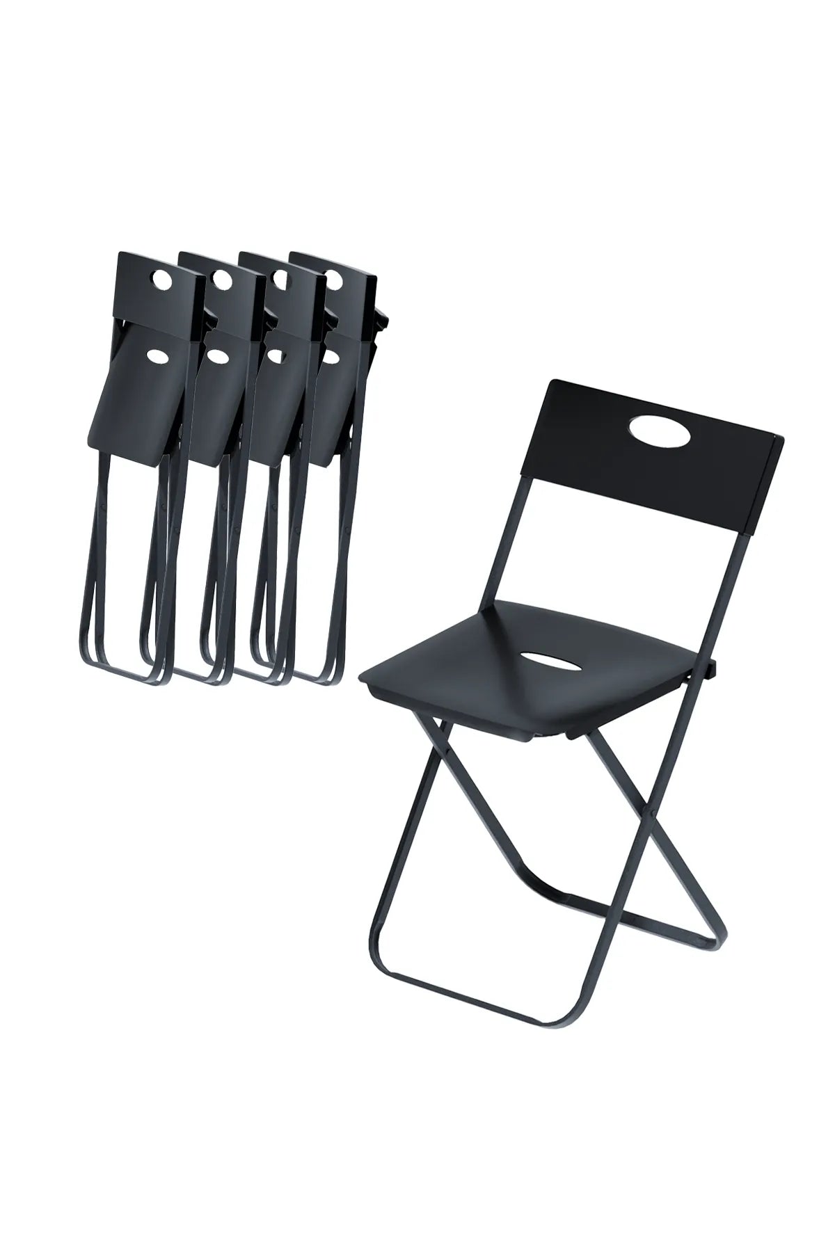 Katlanır Sandalye | Siyah Bahçe - Balkon Metal & Plastik Katlanabilir Sandalye