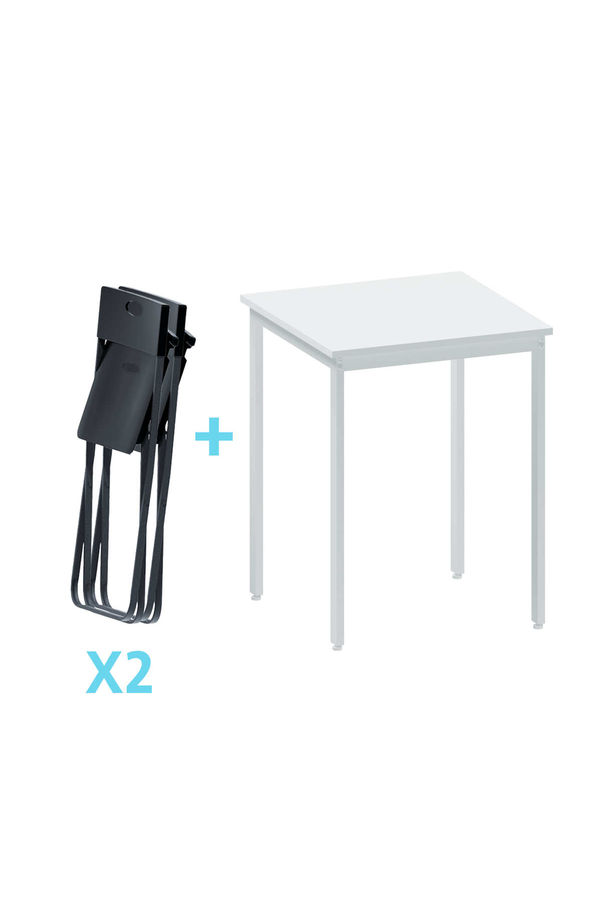 Flinder Balkon Bahçe 3’lü Bistro Set | 1 Masa + 2 Katlanır Sandalye – Beyaz