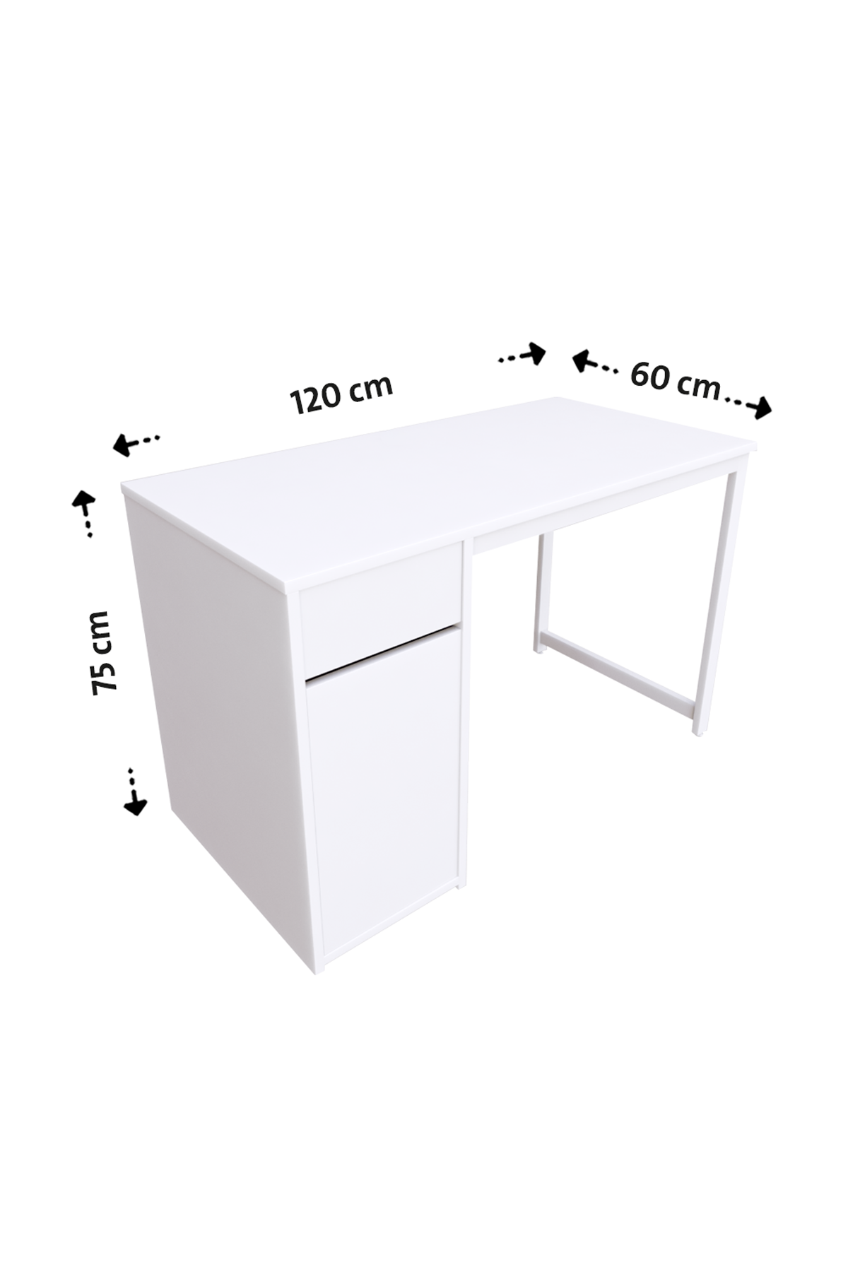 Flinder Kesonlu Çalışma Masası 120x60 | Beyaz Kesonlu Bilgisayar Masası & Ofis Masası