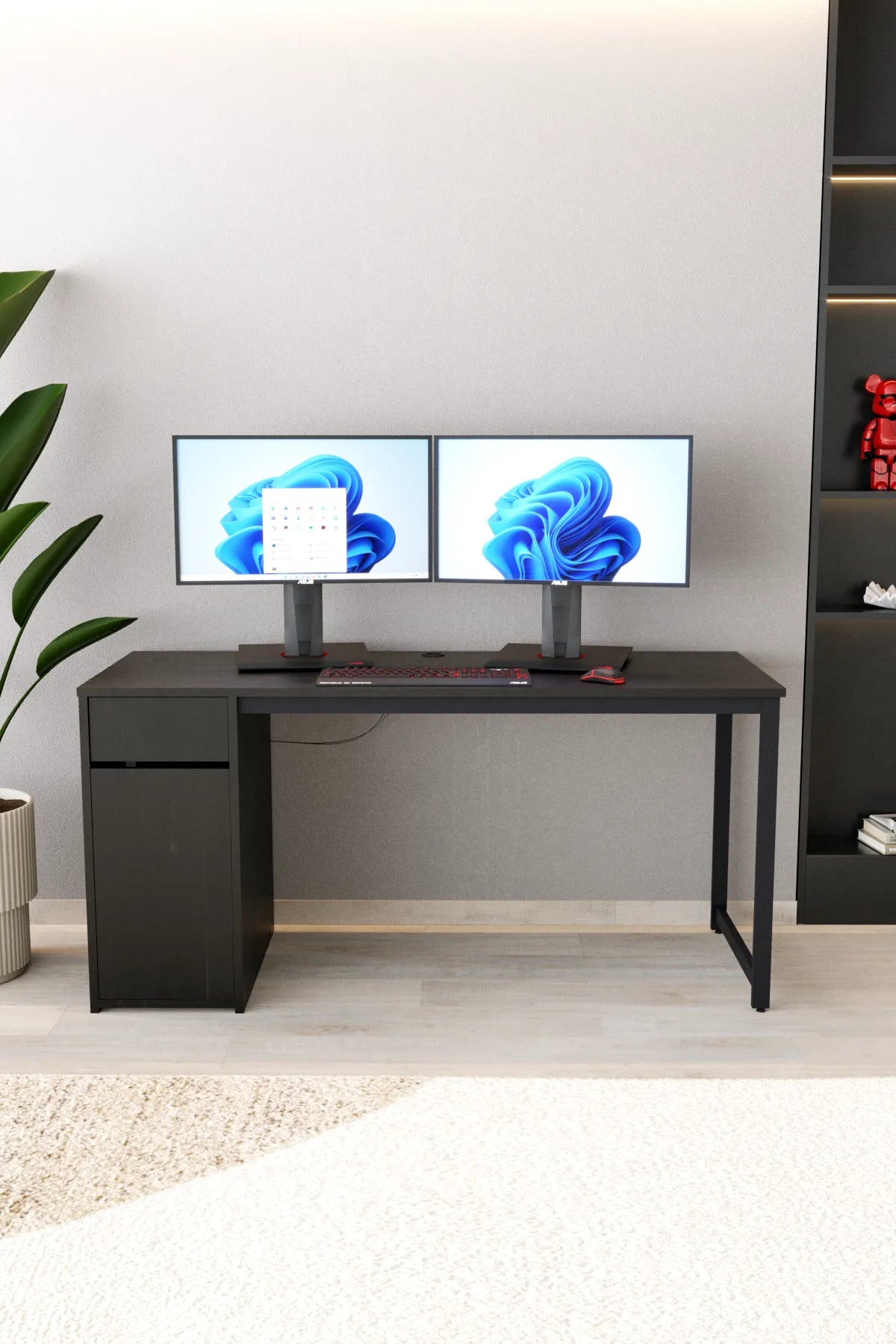 Kesonlu Çalışma Masası 160x60 | Siyah Kesonlu Bilgisayar Masası & Ofis Masası