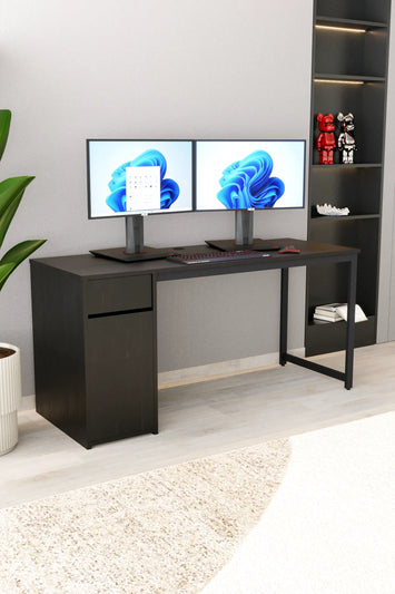 Kesonlu Çalışma Masası 160x60 | Siyah Kesonlu Bilgisayar Masası & Ofis Masası