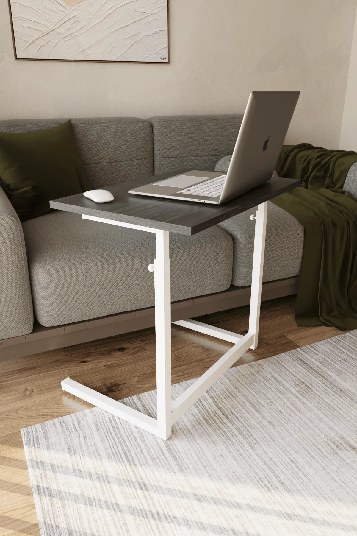 Ayarlanabilir Laptop Masası 60x40 | Kompakt Çalışma Masası & Sehpa Siyah - Beyaz