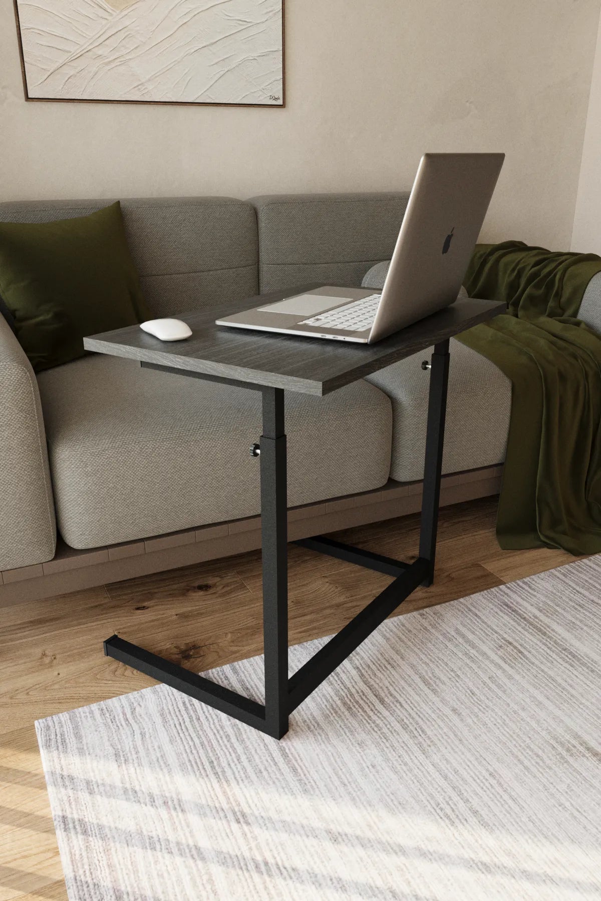 Ayarlanabilir Laptop Masası 60x40 | Kompakt Çalışma Masası & Sehpa Siyah