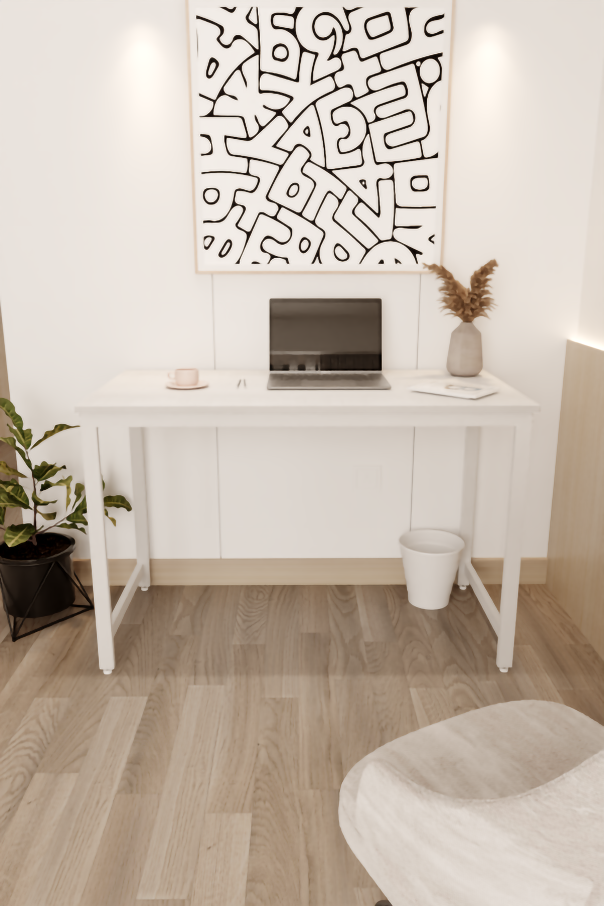 Çalışma Masası Bilgisayar Masası Ofis Masası 60x120 | Beyaz Yüzey – Beyaz Ayak