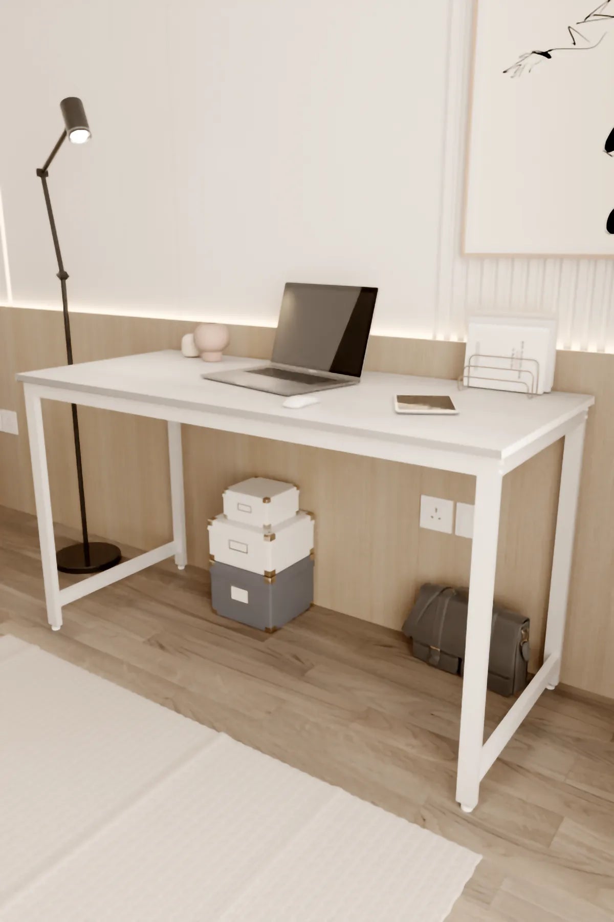 Çalışma Masası Bilgisayar Masası Ofis Masası 60x140 | Beyaz – Beyaz Ayak