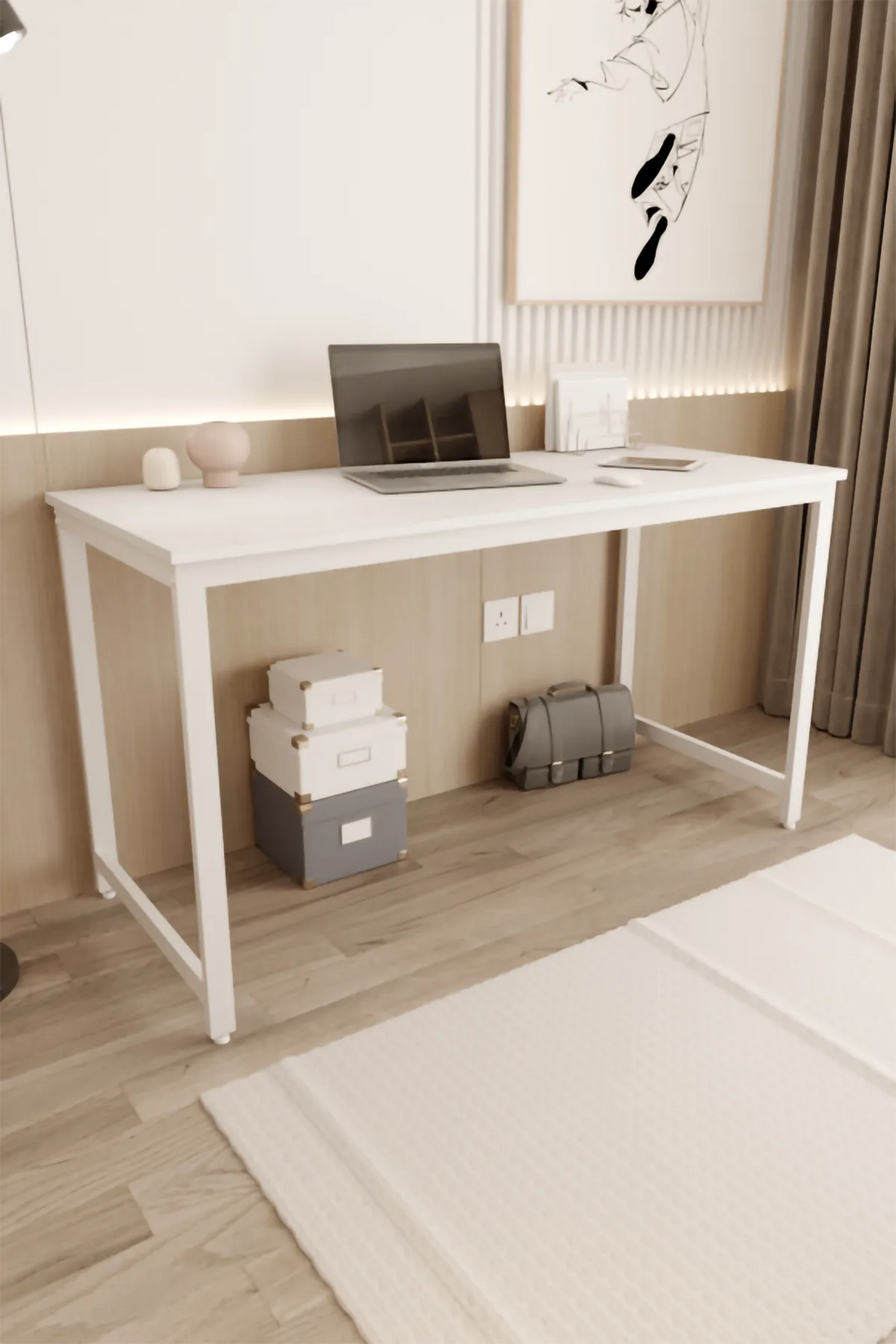 Çalışma Masası Bilgisayar Masası Ofis Masası 60x140 | Beyaz – Beyaz Ayak