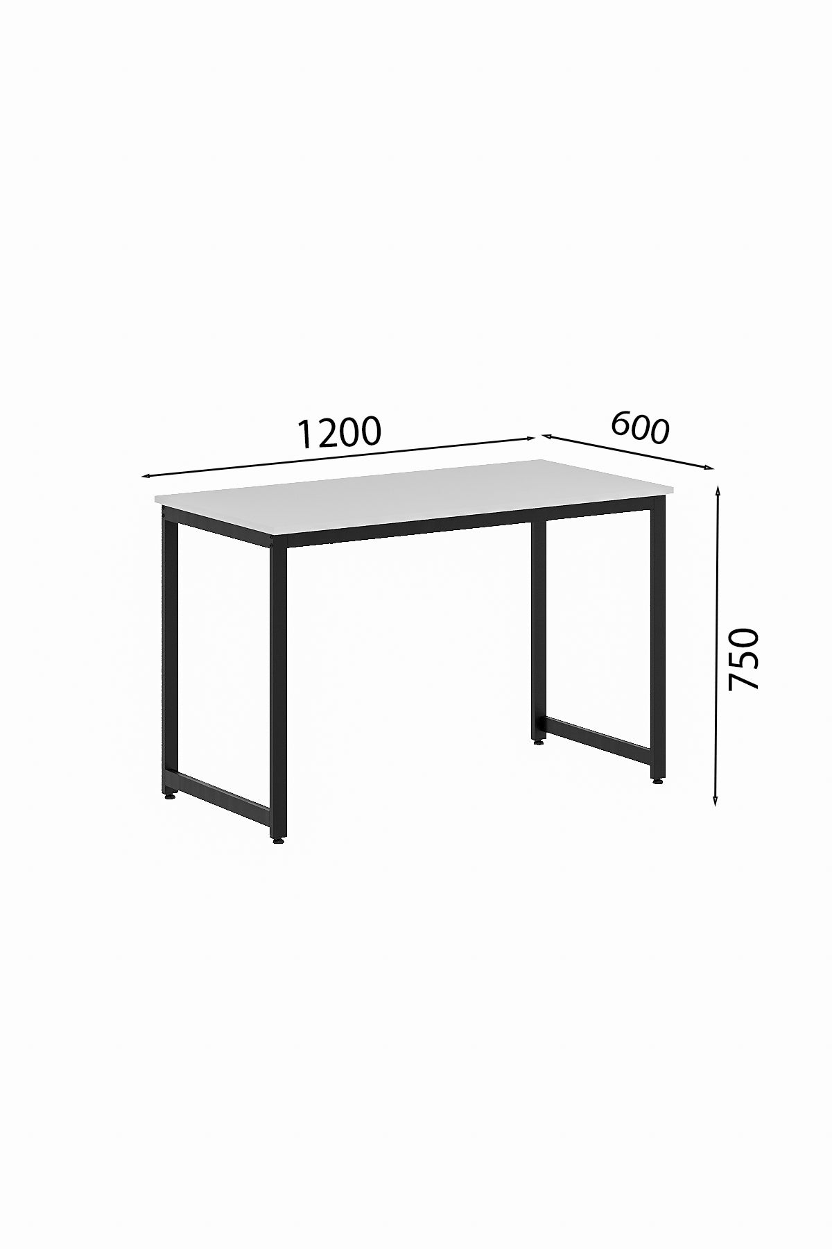 Flinder Çalışma Masası Bilgisayar Masası Ofis Masası 60x120 | Beyaz – Siyah Ayak