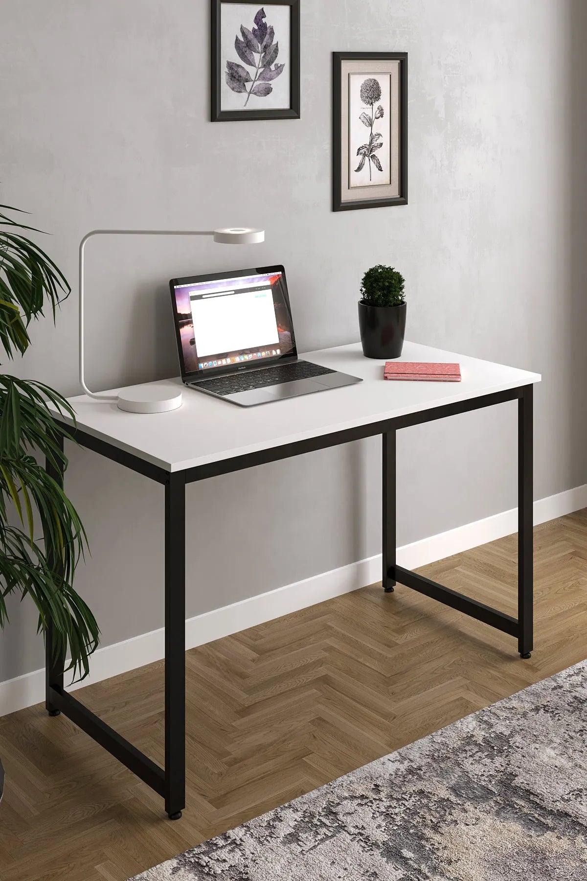 Çalışma Masası Bilgisayar Masası Ofis Masası 60x120 | Beyaz – Siyah Ayak