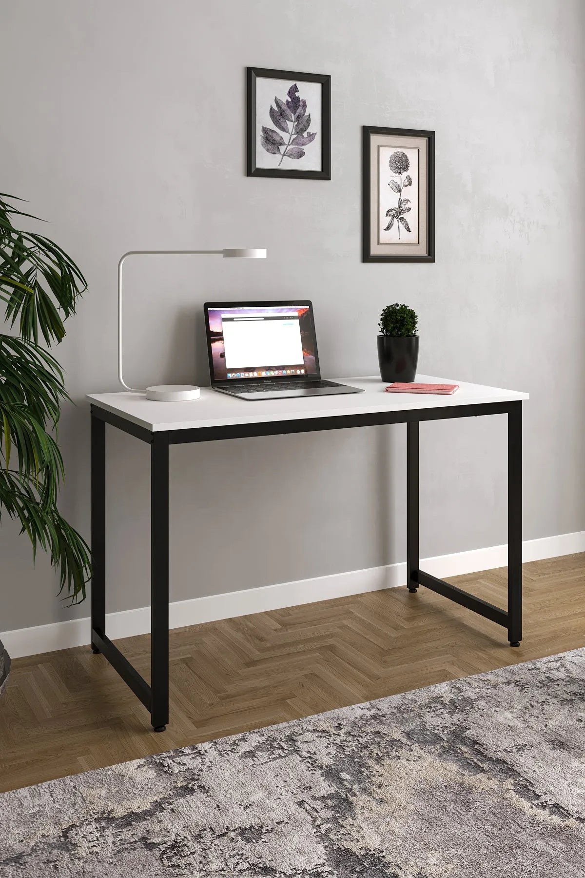 Çalışma Masası Bilgisayar Masası Ofis Masası 60x120 | Beyaz – Siyah Ayak